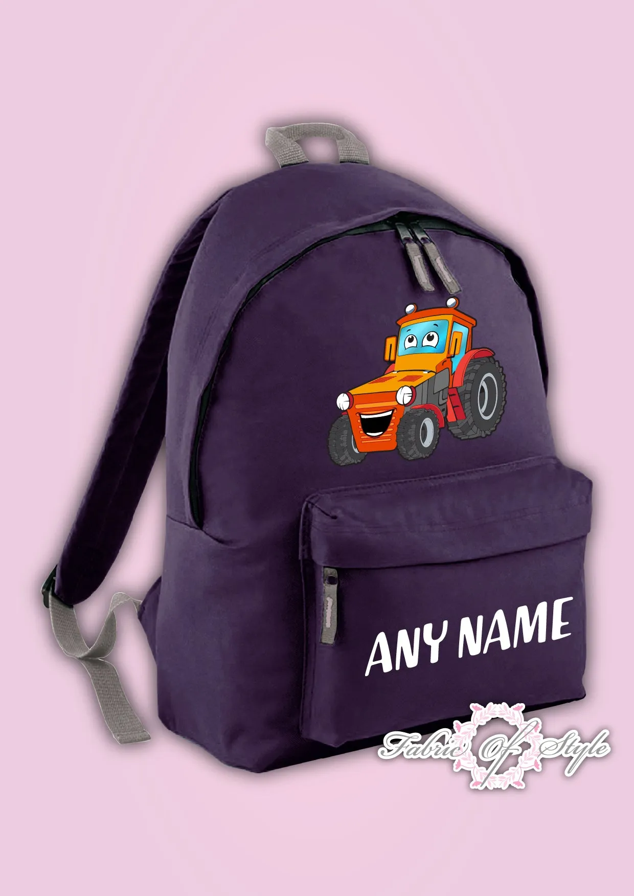 Personalised Kids Backpack - Any Name Tractor Girls Boys Back To School Bag