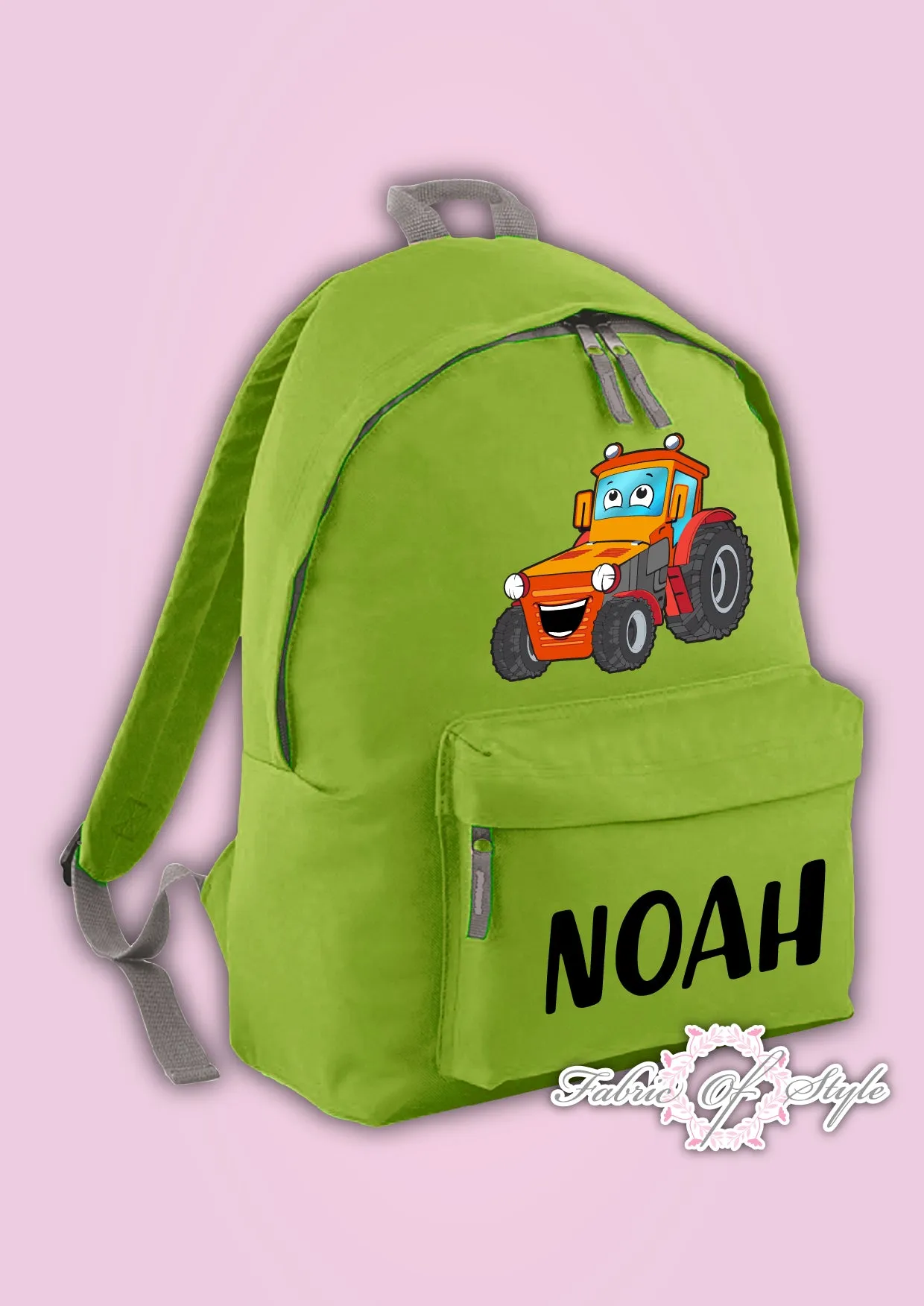 Personalised Kids Backpack - Any Name Tractor Girls Boys Back To School Bag