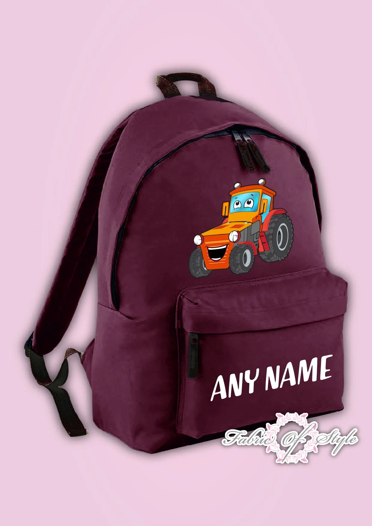 Personalised Kids Backpack - Any Name Tractor Girls Boys Back To School Bag