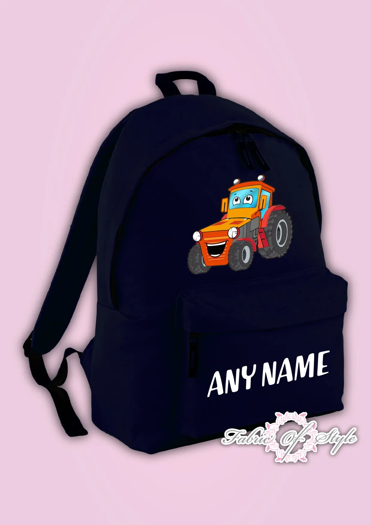 Personalised Kids Backpack - Any Name Tractor Girls Boys Back To School Bag