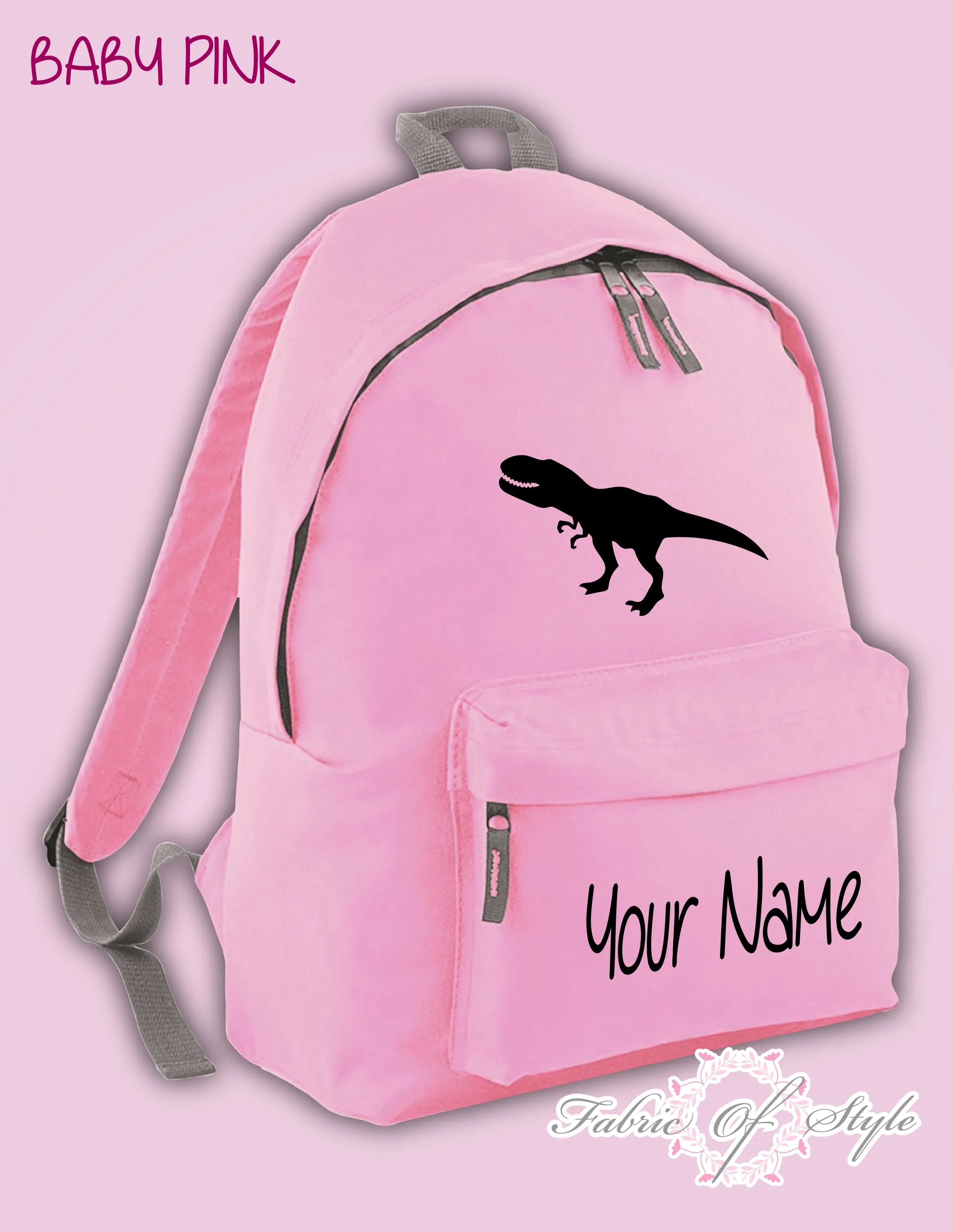 Personalised Kids Backpack Dinosaur T-REX Name Girls Boys Back To School Bag