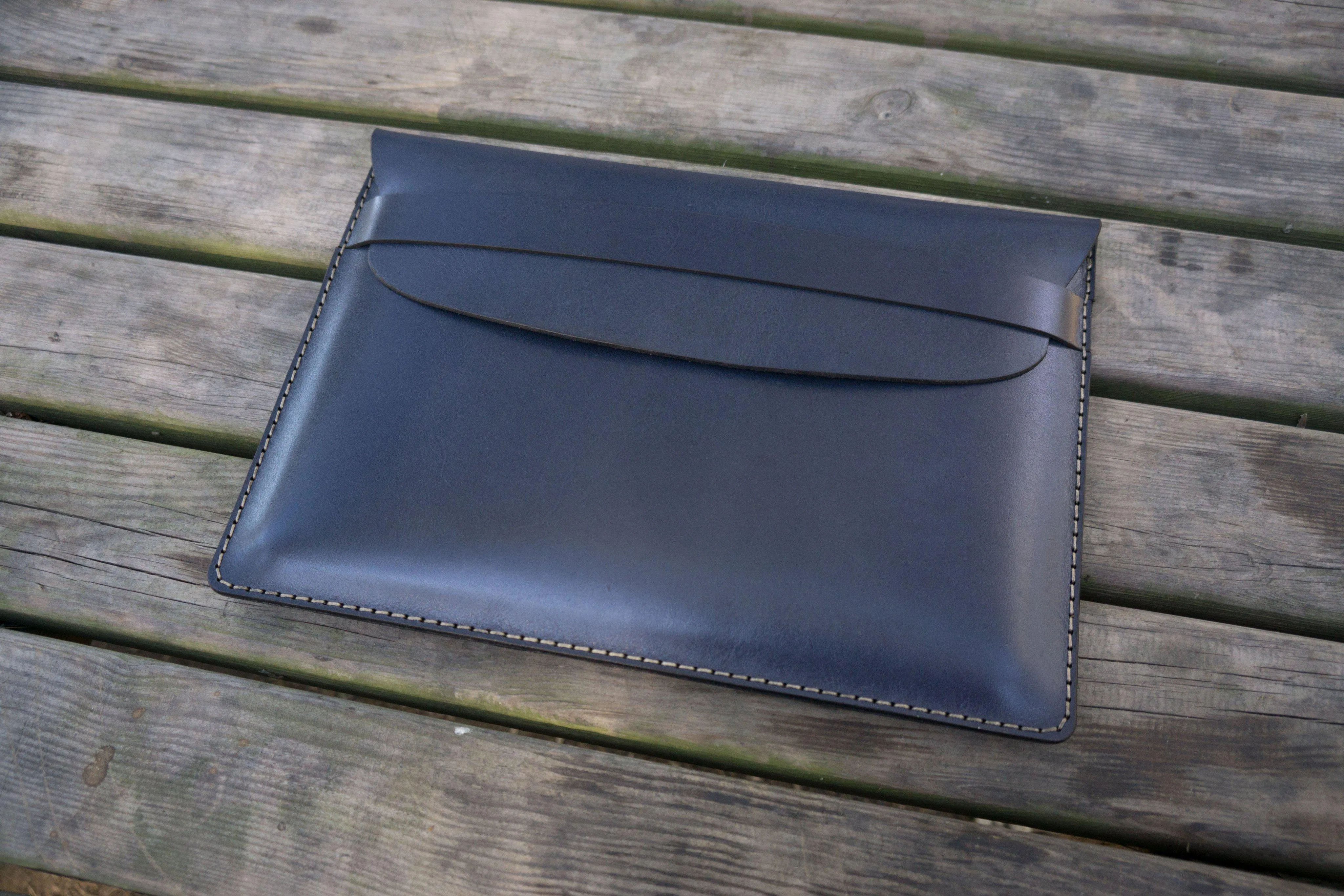 Personalized Leather MacBook Sleeves - Navy Blue