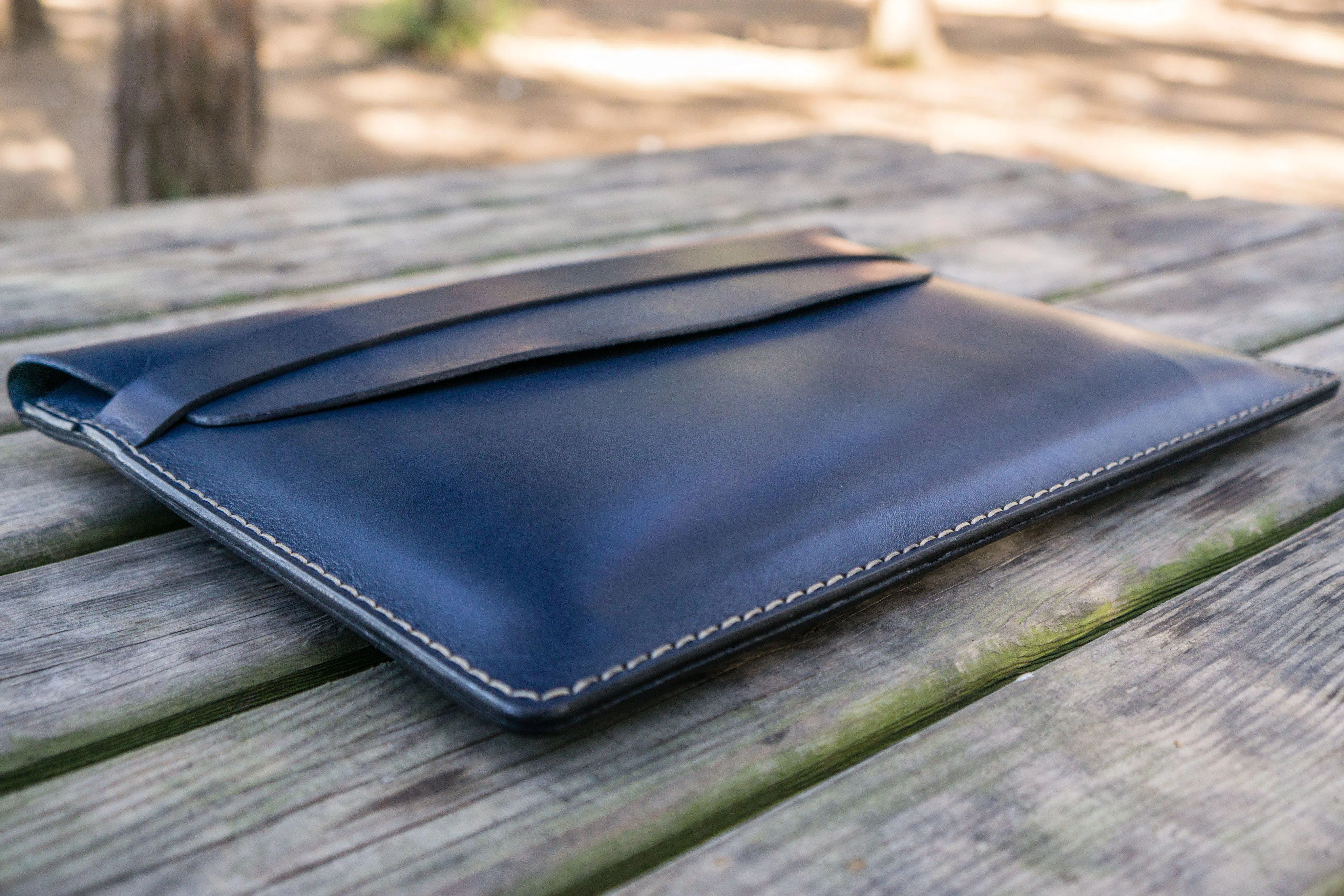 Personalized Leather MacBook Sleeves - Navy Blue