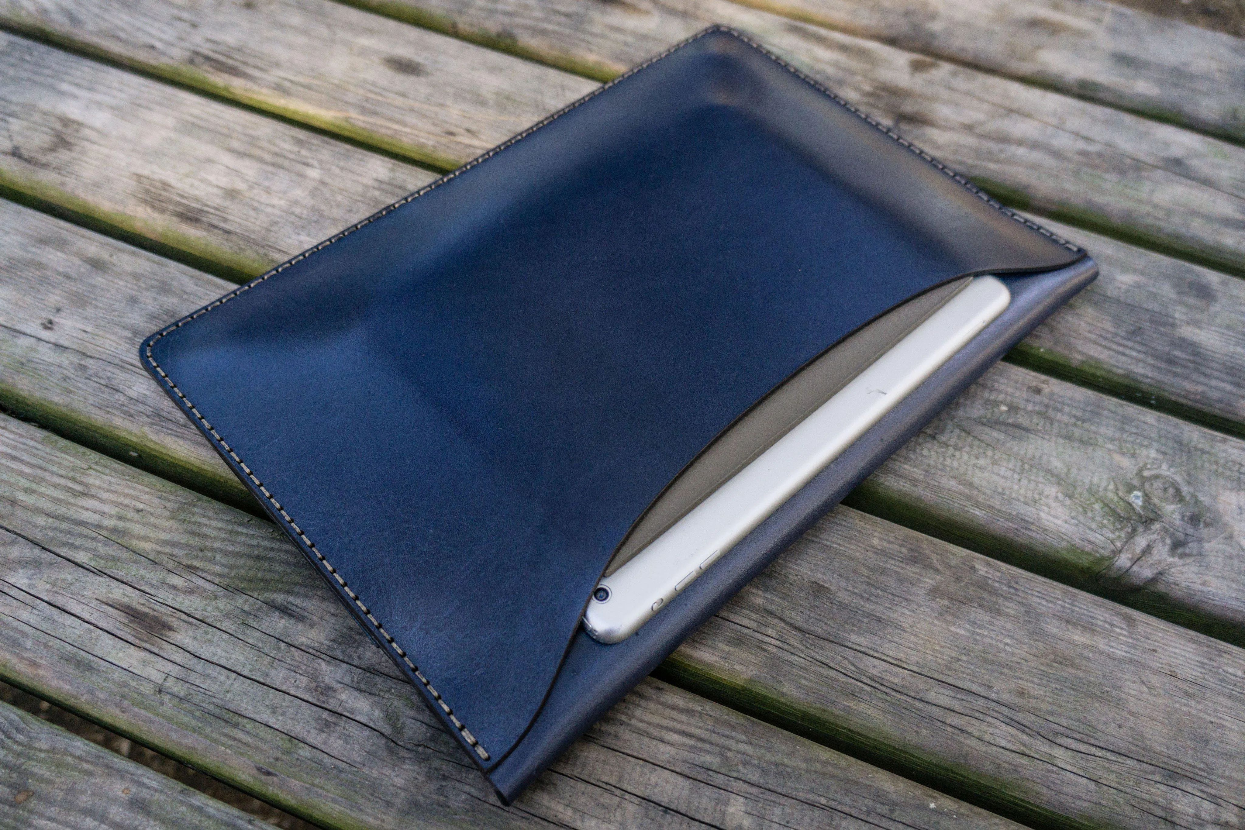 Personalized Leather MacBook Sleeves - Navy Blue