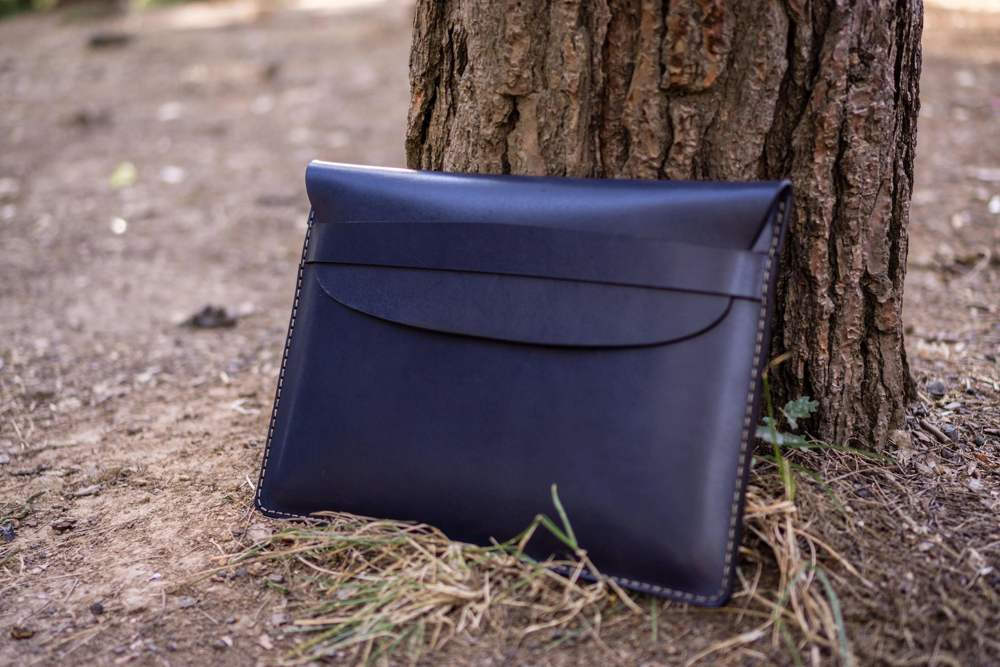 Personalized Leather MacBook Sleeves - Navy Blue