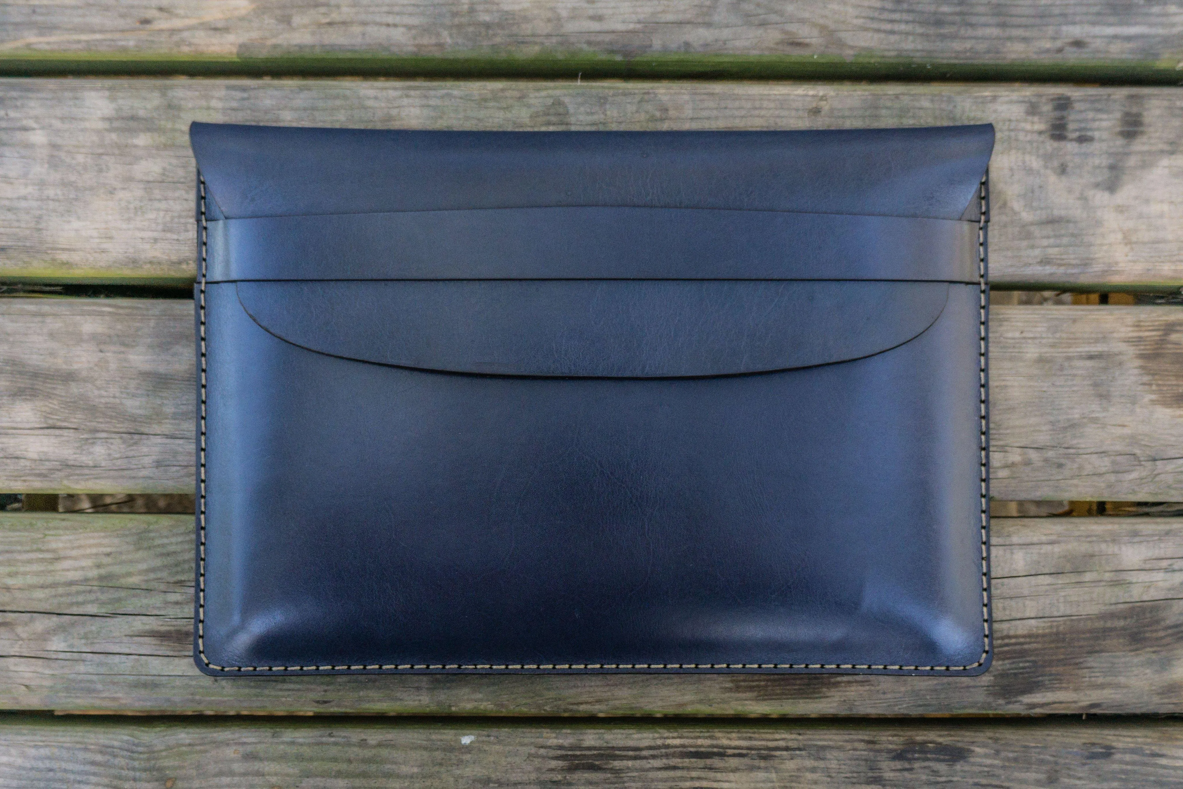 Personalized Leather MacBook Sleeves - Navy Blue