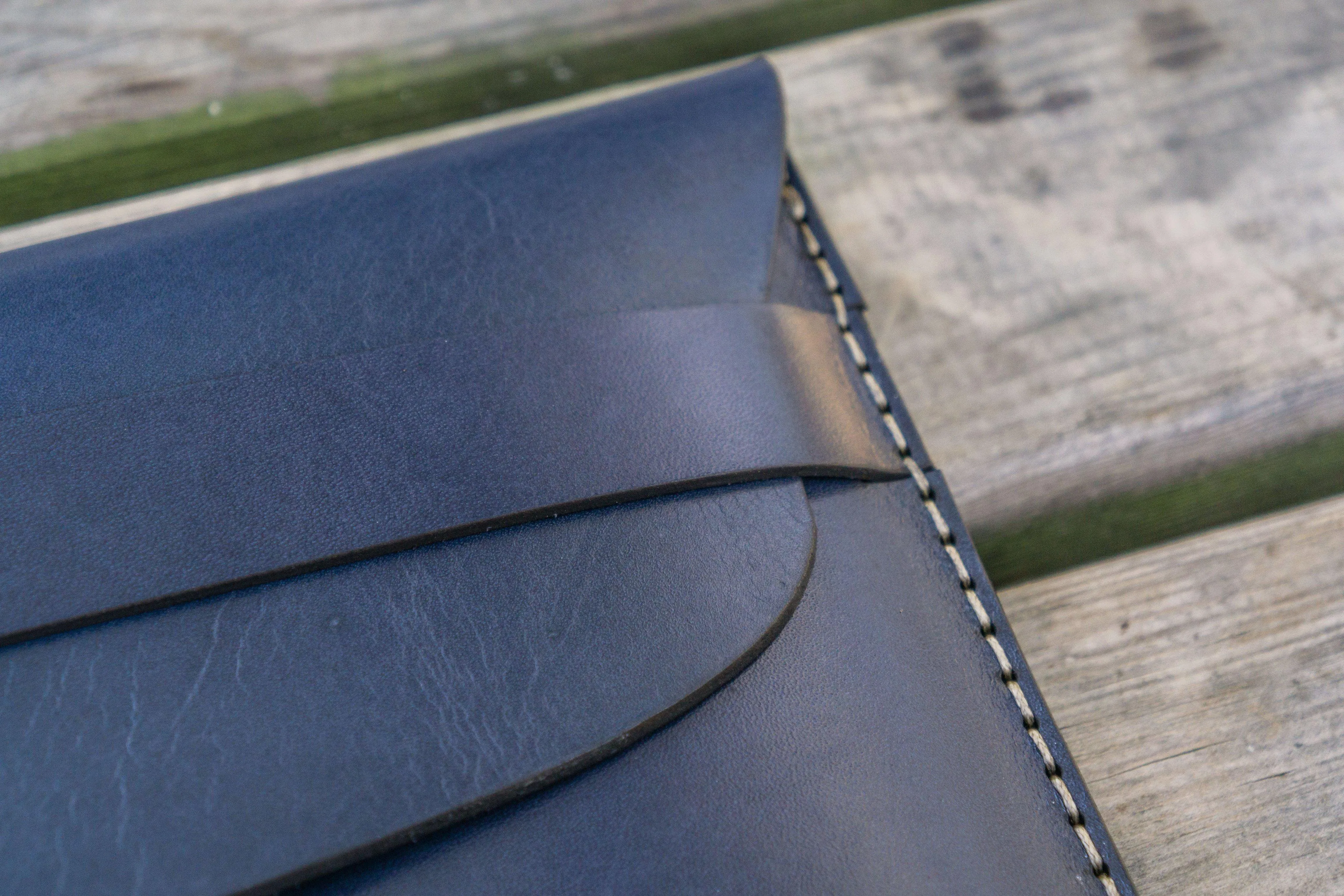 Personalized Leather MacBook Sleeves - Navy Blue