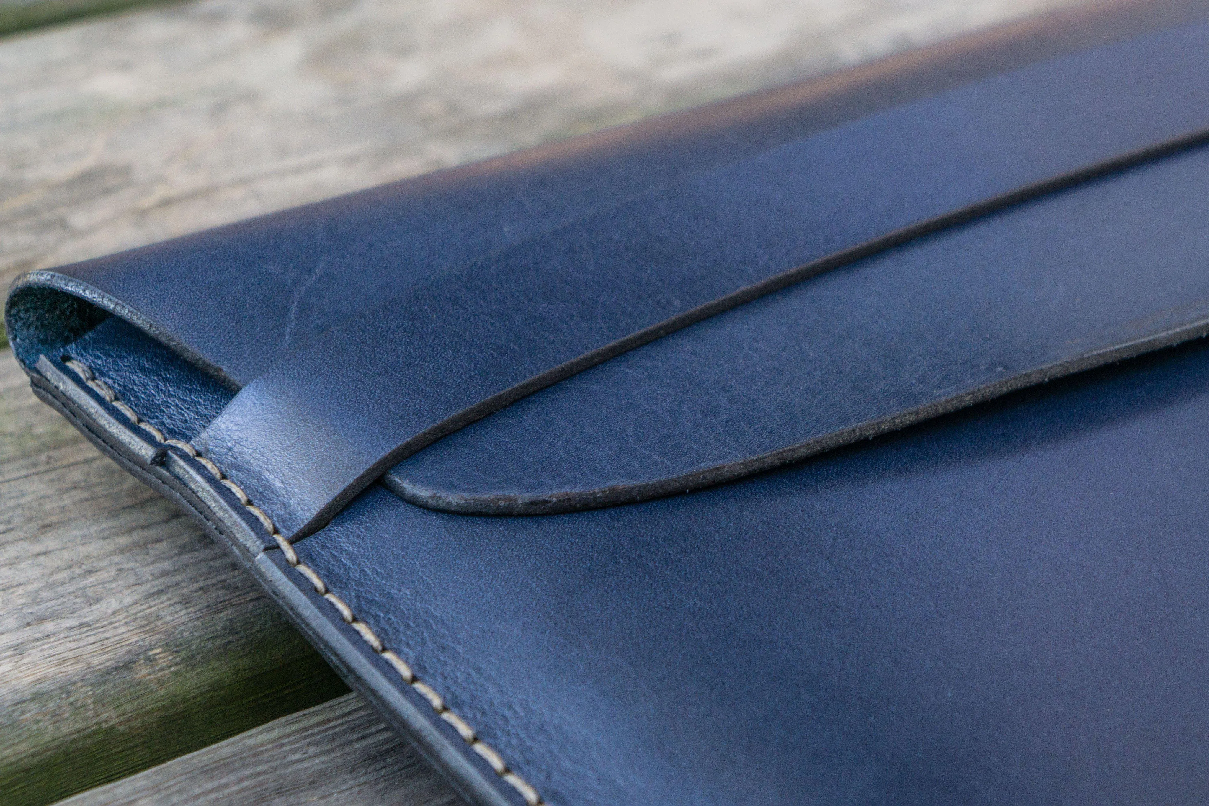 Personalized Leather MacBook Sleeves - Navy Blue