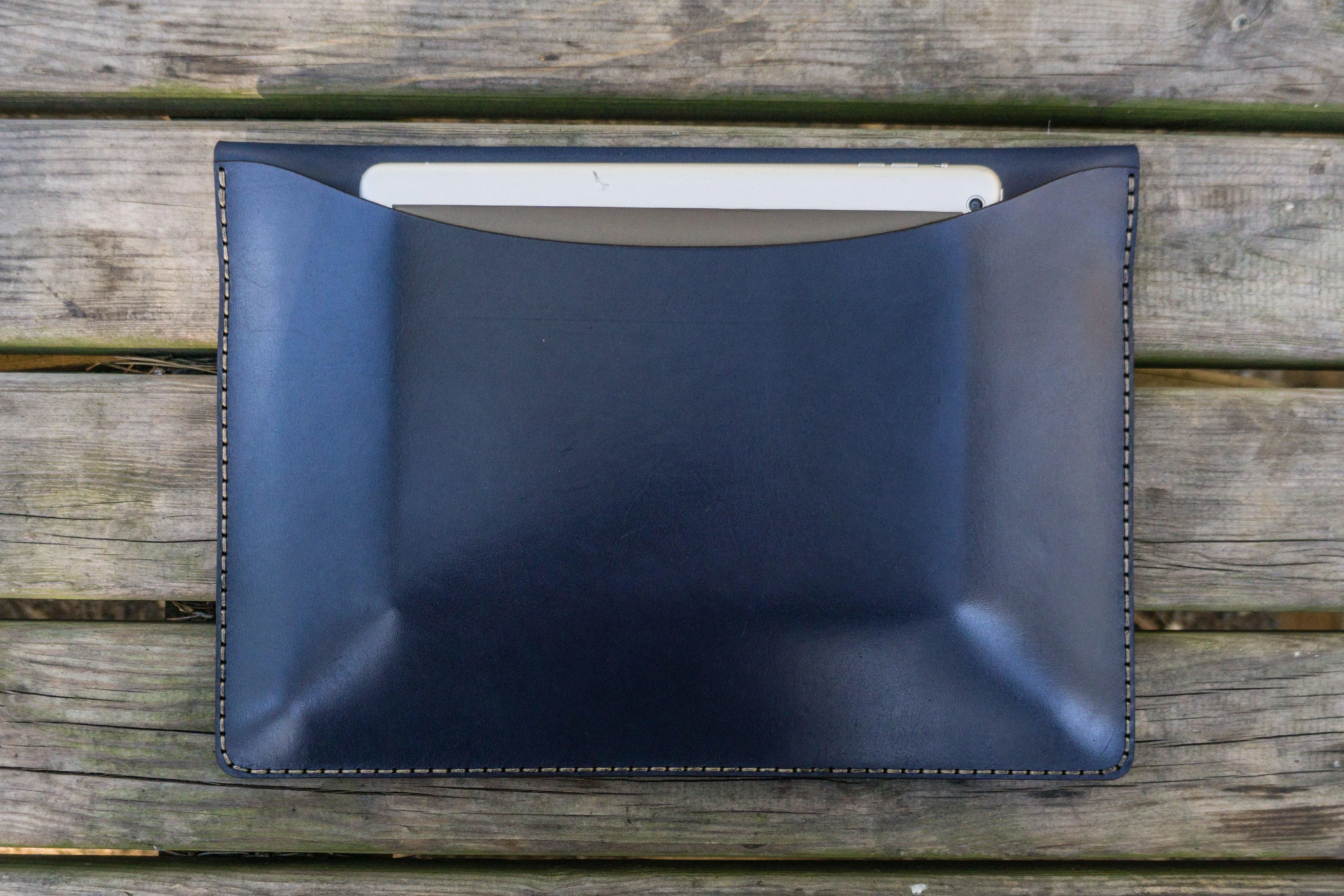 Personalized Leather MacBook Sleeves - Navy Blue