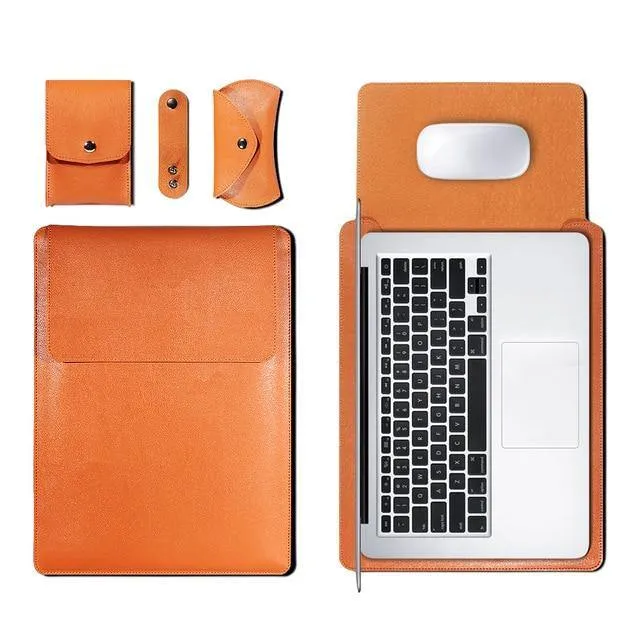 PU Leather Sleeve Bag Case For Macbook Air Pro 11 12 13 15 16 Cover