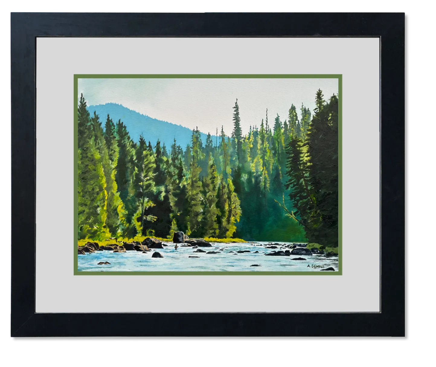 "Alone on the Lochsa" - an Open Edition Print of a Fly-fisherman on North Idaho's Lochsa River.