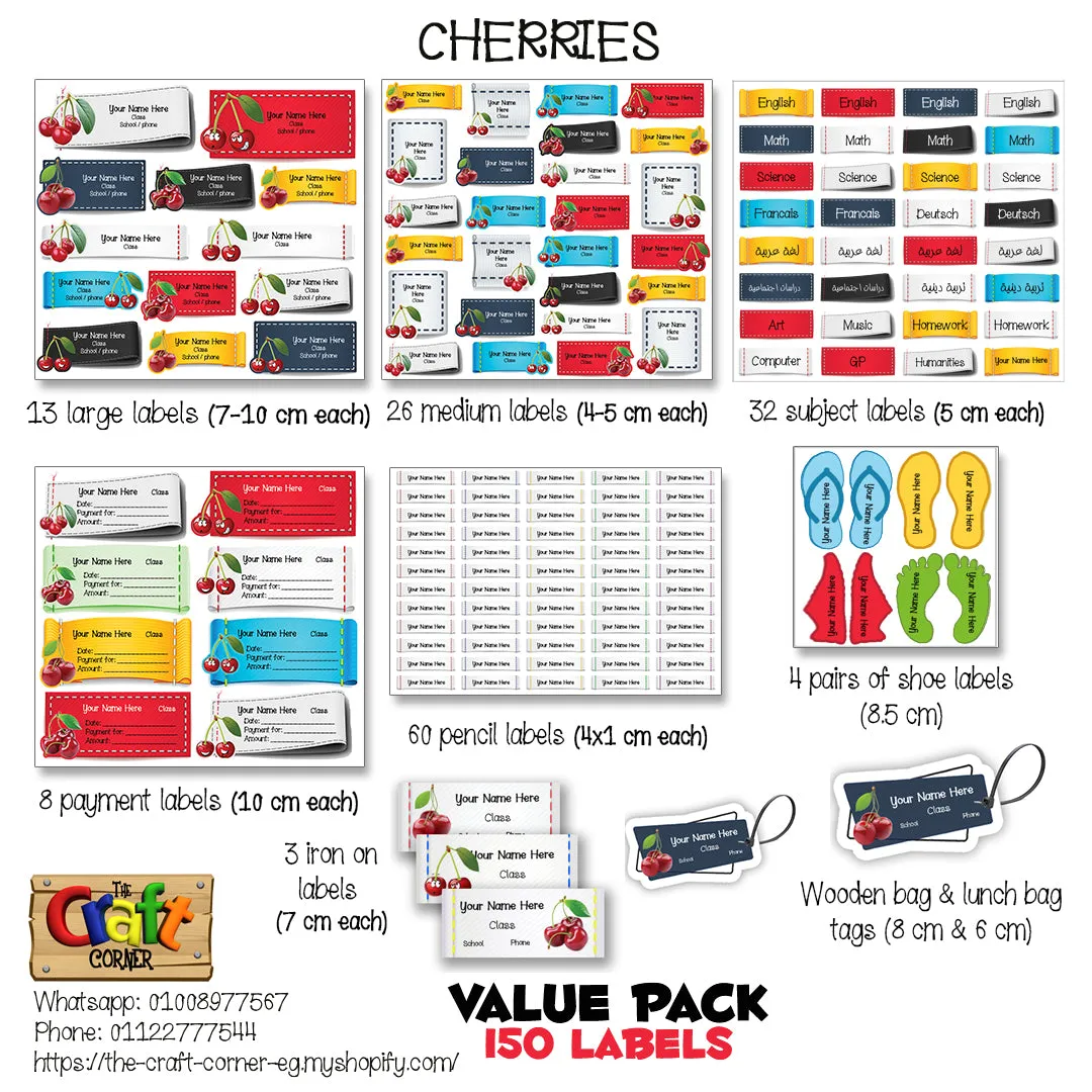 ""Cherries" School labels Packs