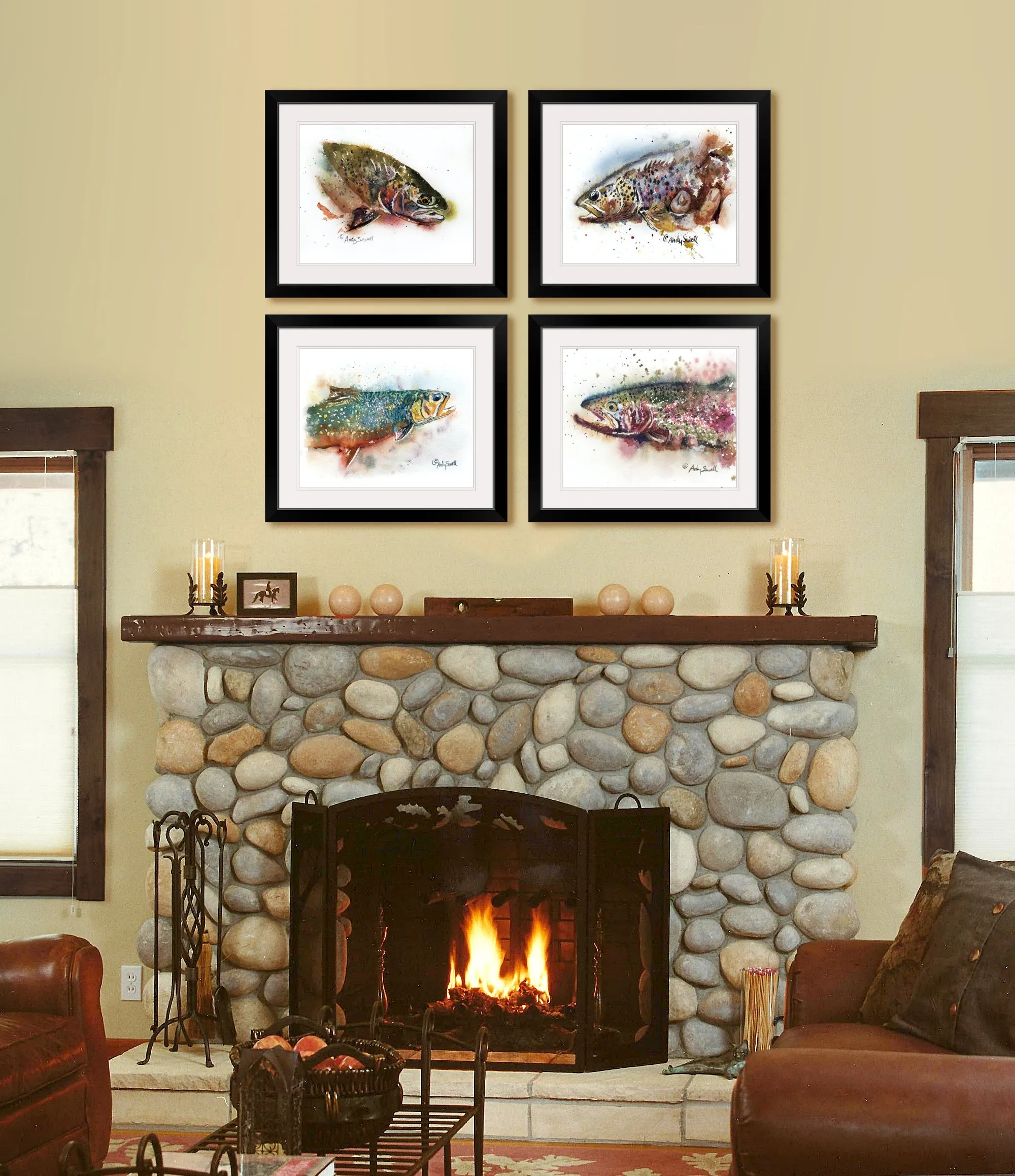 "Rainbow Splashes" - original watercolor or print, Rainbow Trout wall art