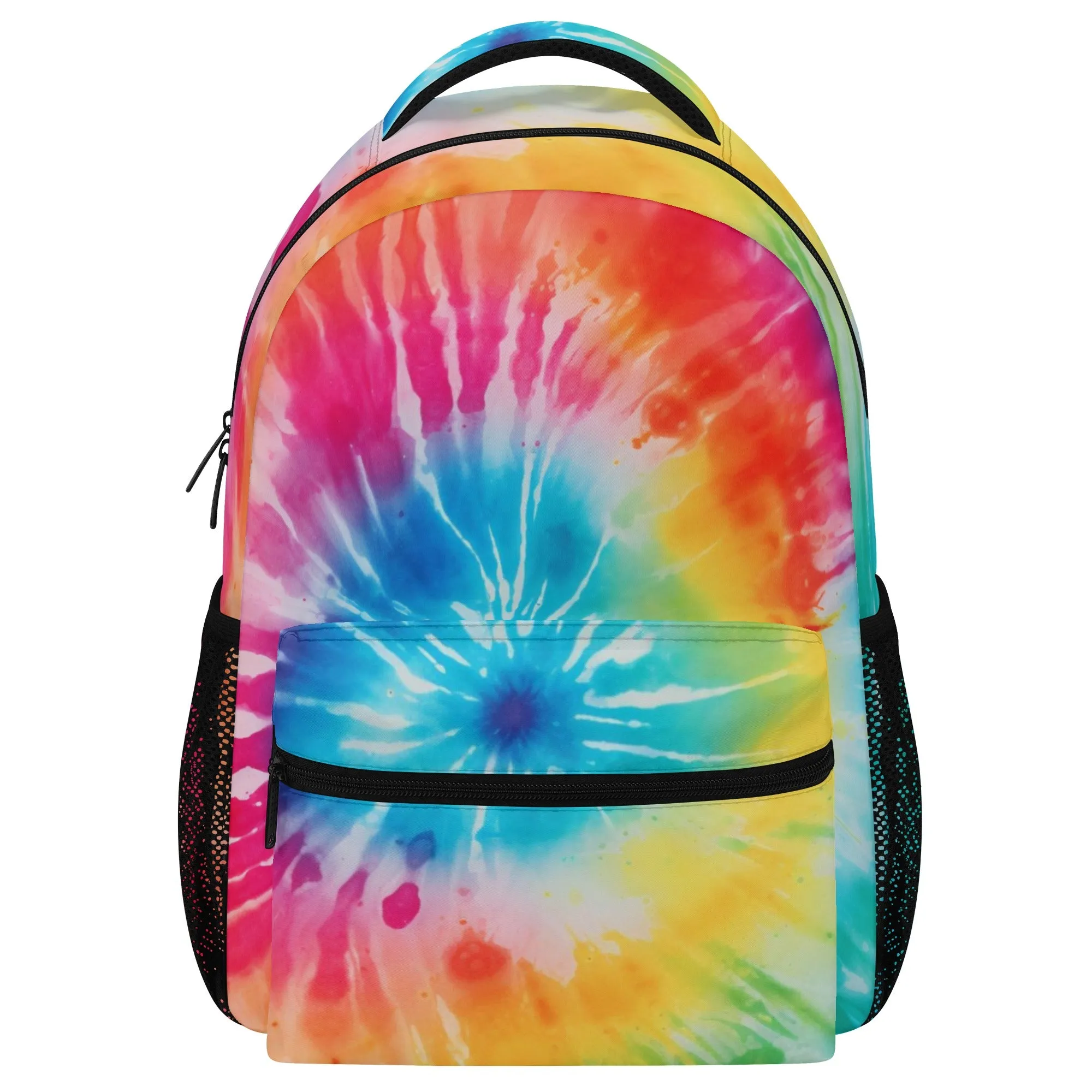 Rainbow Tie Dye Backpack, Laptop Men Women Kids Gift Him Her School College Waterproof Side Pockets Aesthetic Ladies Bag