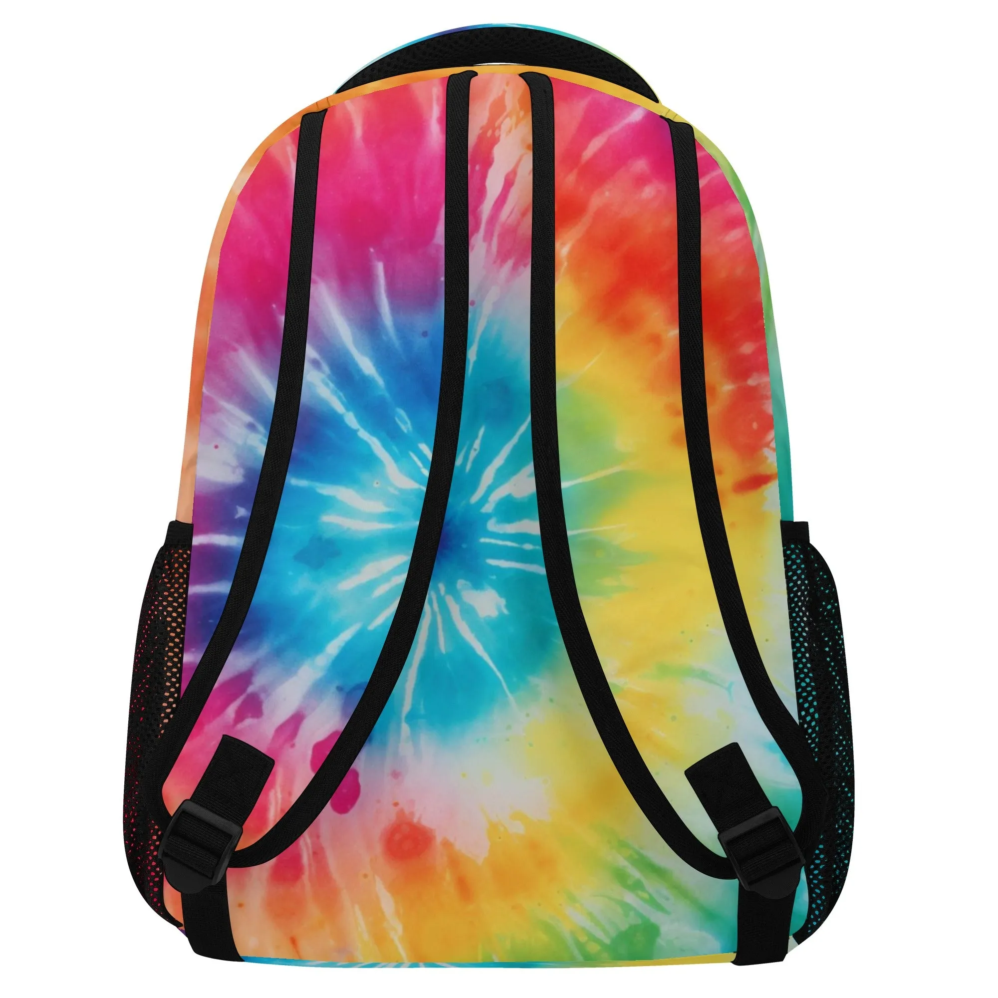 Rainbow Tie Dye Backpack, Laptop Men Women Kids Gift Him Her School College Waterproof Side Pockets Aesthetic Ladies Bag