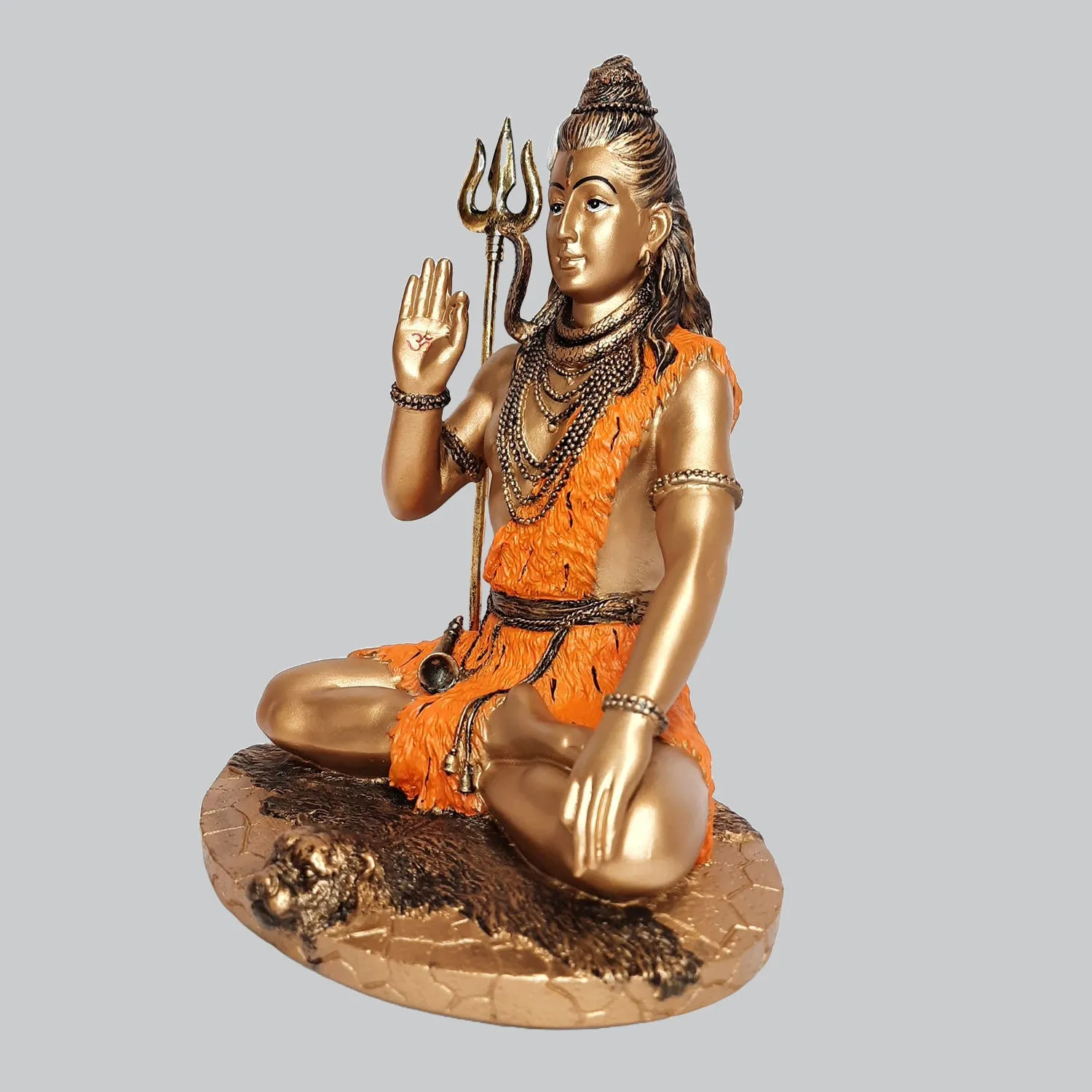 Resin Shiva Sitting in Gold and Orange Finish 24.3 in