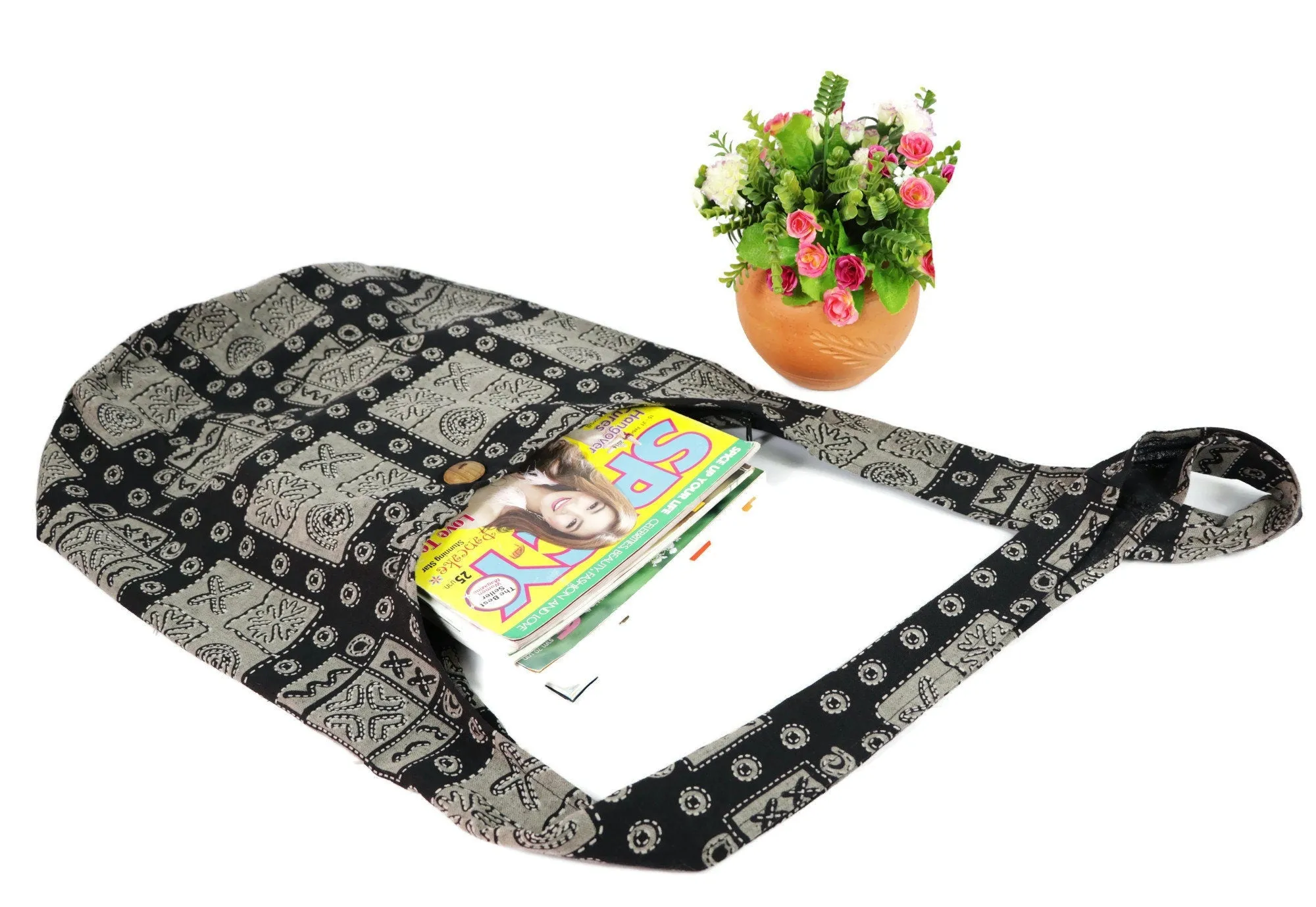 Resto Black bags Crossbody bag Sling Cotton Hippie Yoga Bags Boho Shoulder Messenger Bag Tote Festival