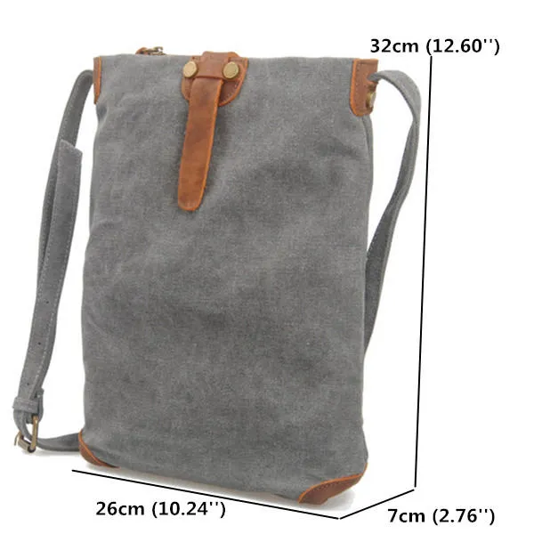 Retro Canvas Genuine Leather Messenger Bags Casual Shoulder Crossbody