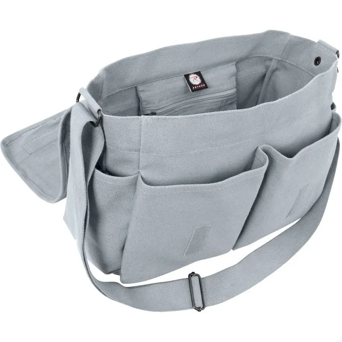 Rothco Vintage Canvas Messenger Bag Heavy-Duty Cotton Canvas Crossbody Shoulder Bag, Grey