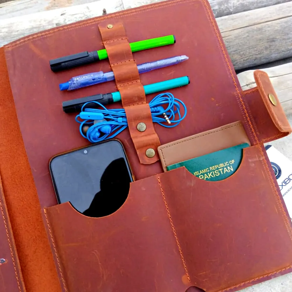 Rust Leather Organizer - IPAD/Macbook 12 inch - Notebook - Mobile & Accessories