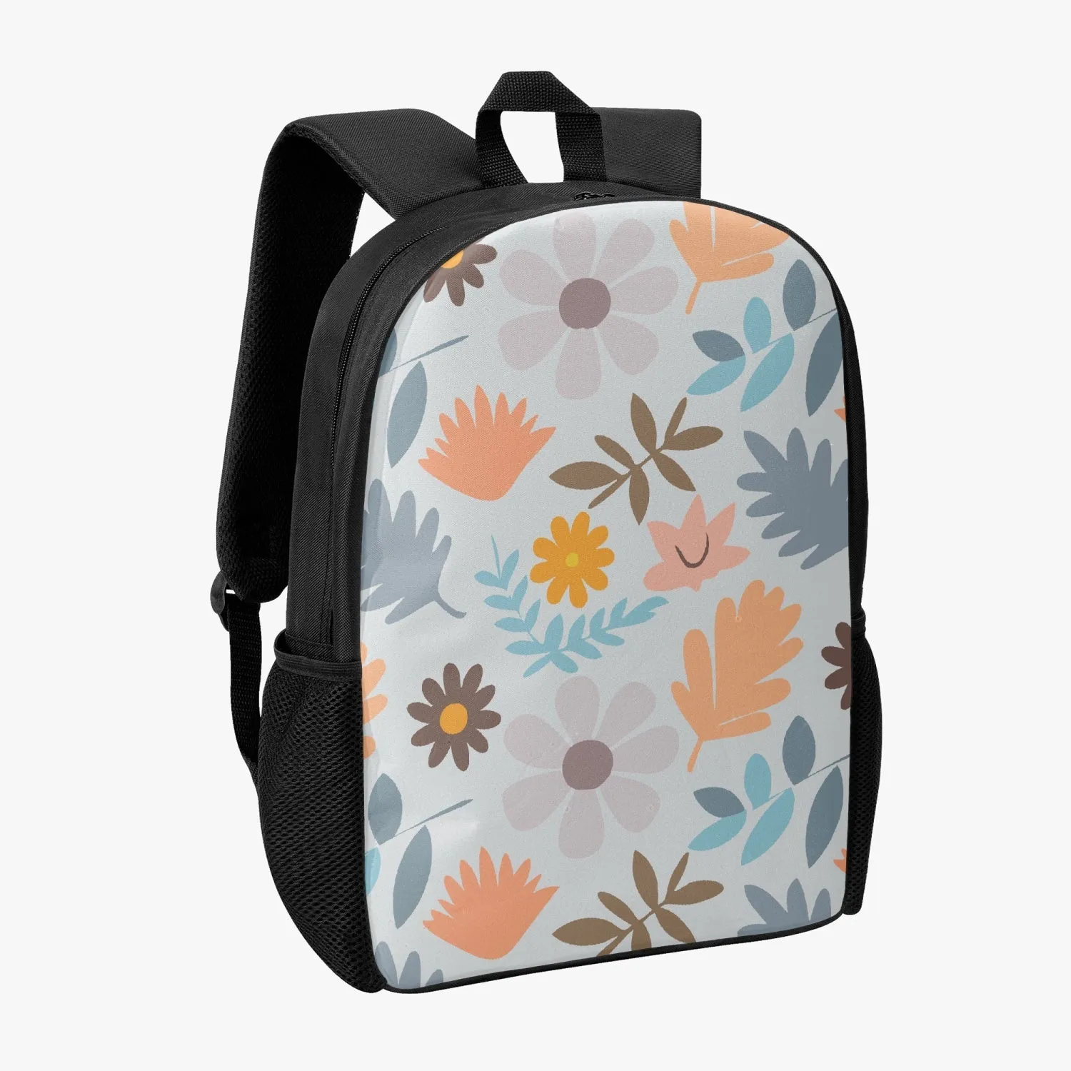 Sac à dos d'école pour enfant "Motif floral orange et bleu" (201)