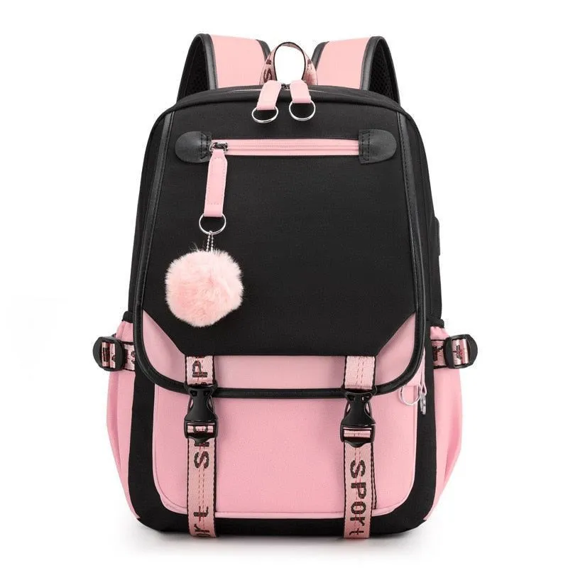 School Cool Backpack for Unisex Korean Style UCBFOS17 Waterproof Nylon Fabric