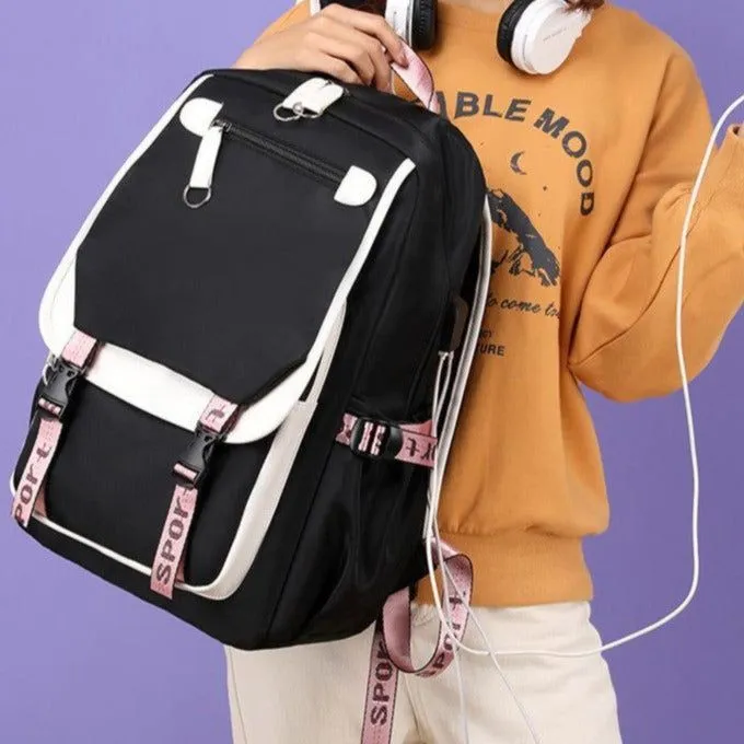 School Cool Backpack for Unisex Korean Style UCBFOS17 Waterproof Nylon Fabric