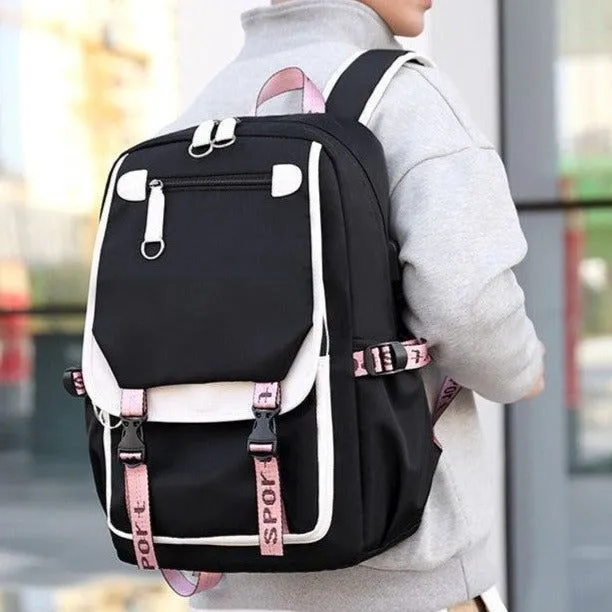 School Cool Backpack for Unisex Korean Style UCBFOS17 Waterproof Nylon Fabric