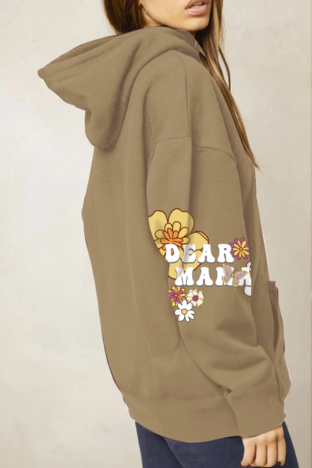 Simply Love Simply Love Full Size DEAR MAMA Flower Graphic Hoodie