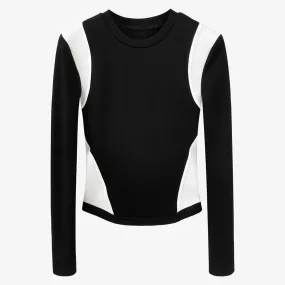 Skinny T Shirt For Women Round Neck Long Sleeve Patchwork Colorblock T Shirts Female Autumn Clothing Fashion