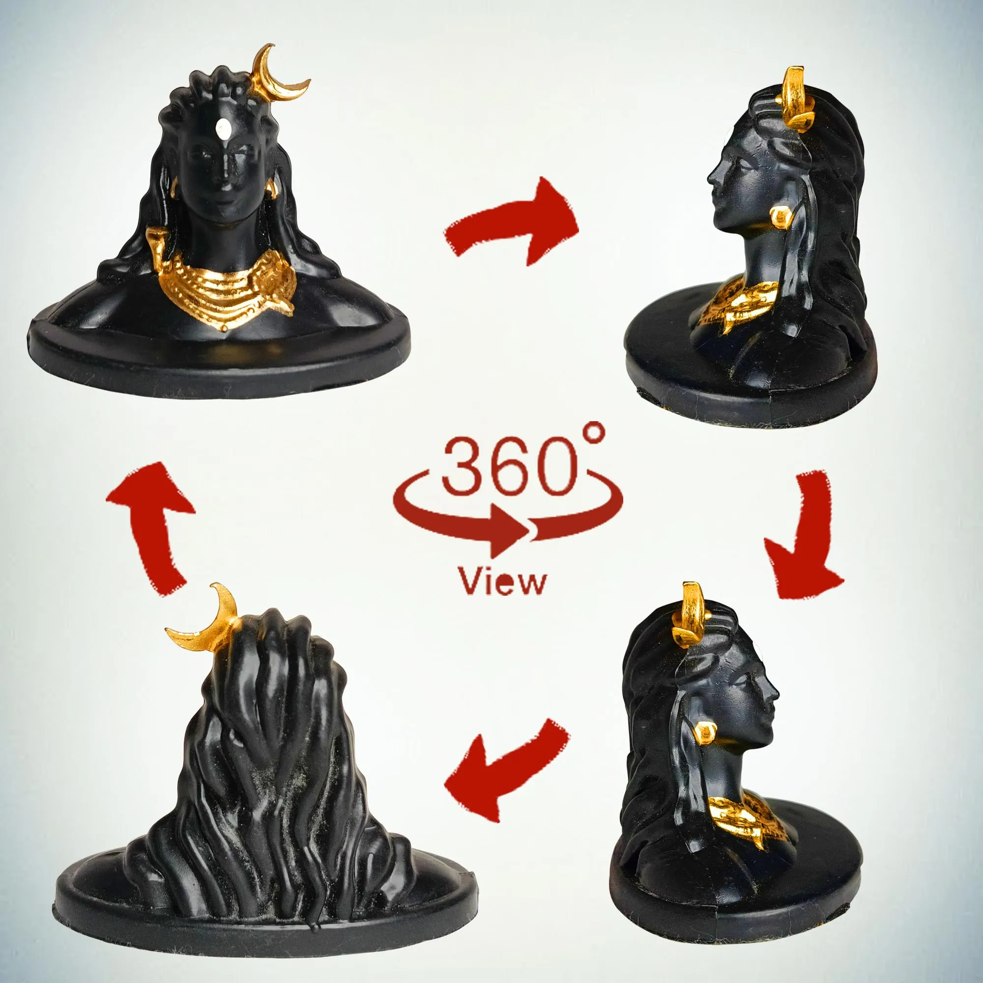 Small Black Adiyogi Statue for Car Dashboard | Adiyogi Lord Shiva Statue for Pooja and Gift,Home & Office Decor