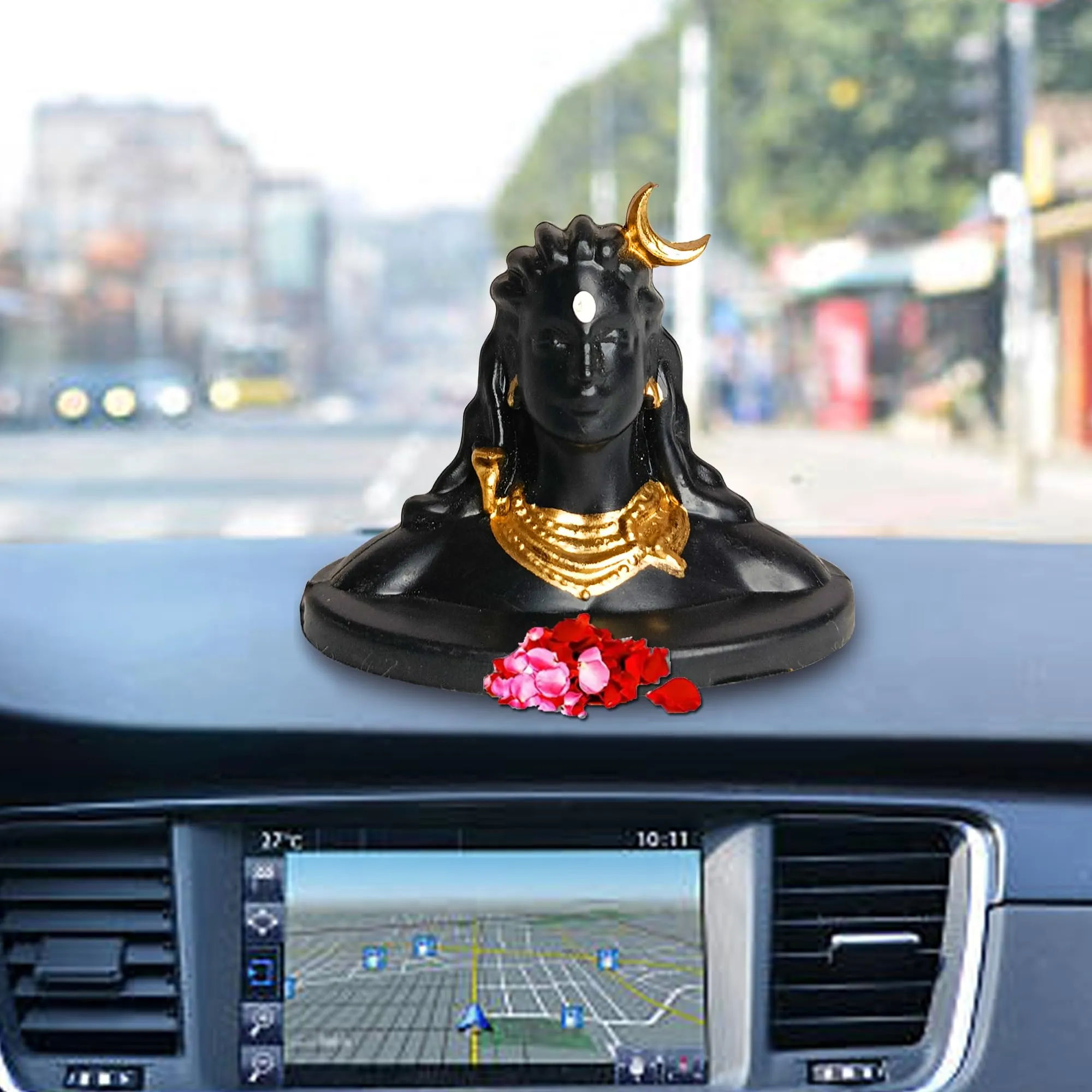 Small Black Adiyogi Statue for Car Dashboard | Adiyogi Lord Shiva Statue for Pooja and Gift,Home & Office Decor