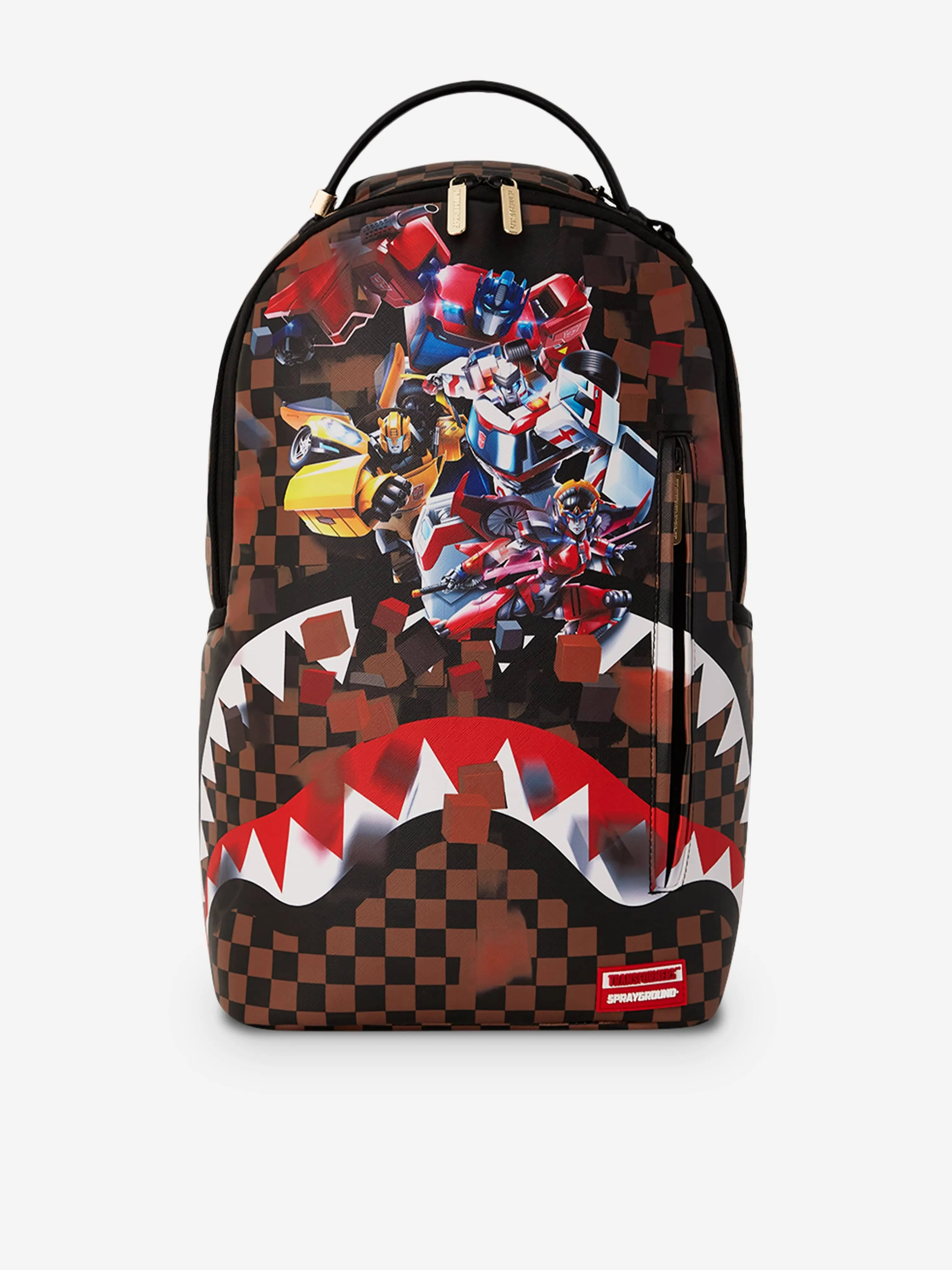 Sprayground Kids Transformers Checkered Backpack in Brown (46cm)