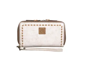 STS Ranchwear Womens Cremello Kacy White/Tan Leather Clutch Bag