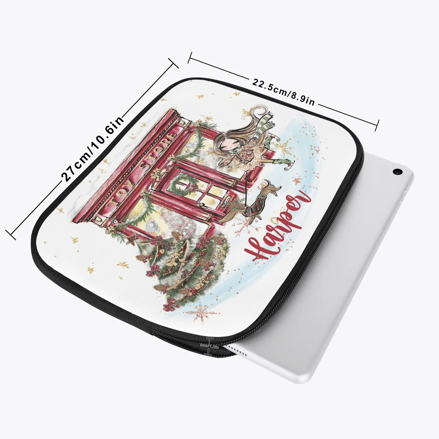 Tablet Sleeve - Christmas, Toy Shop, Girl Brunette Hair