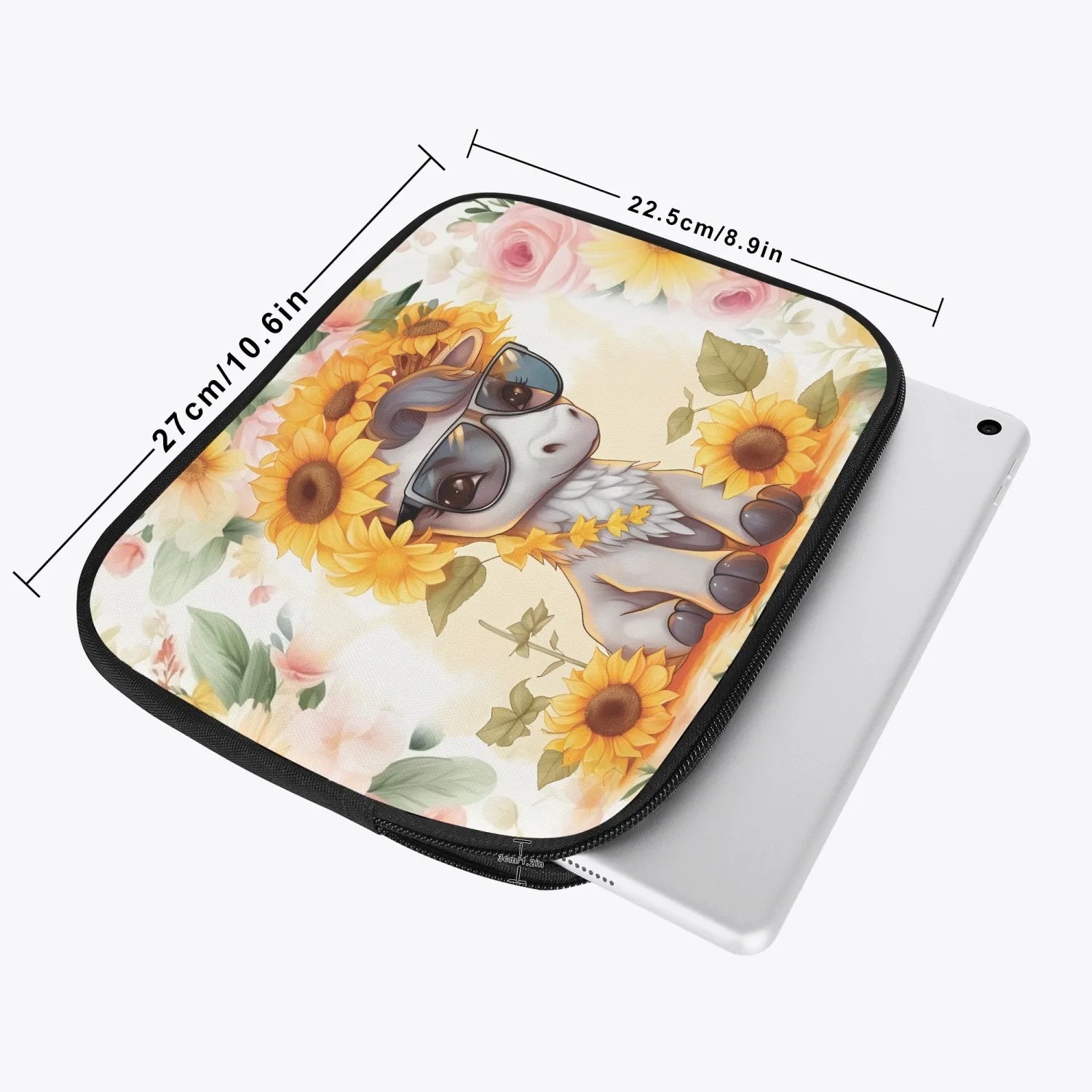 Tablet Sleeve - Donkey, Sunflowers, awd-655