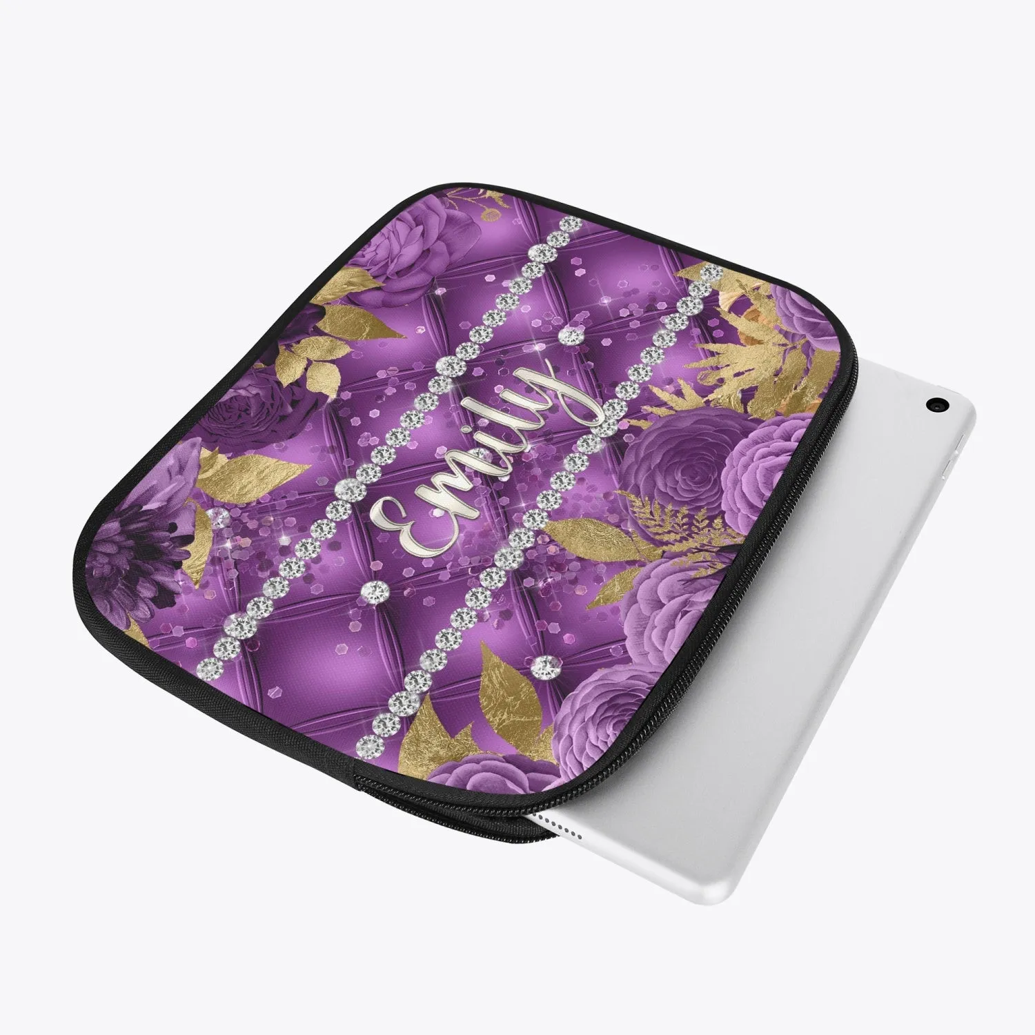 Tablet Sleeve - Purple Floral - Personalised