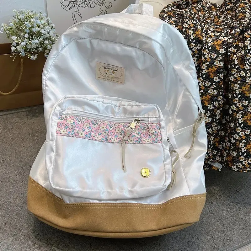 TAVIMART  -  Korean Laser Floral Backpack for Students Japanese High School Versatile Backpack INS Style Girls Backpacks