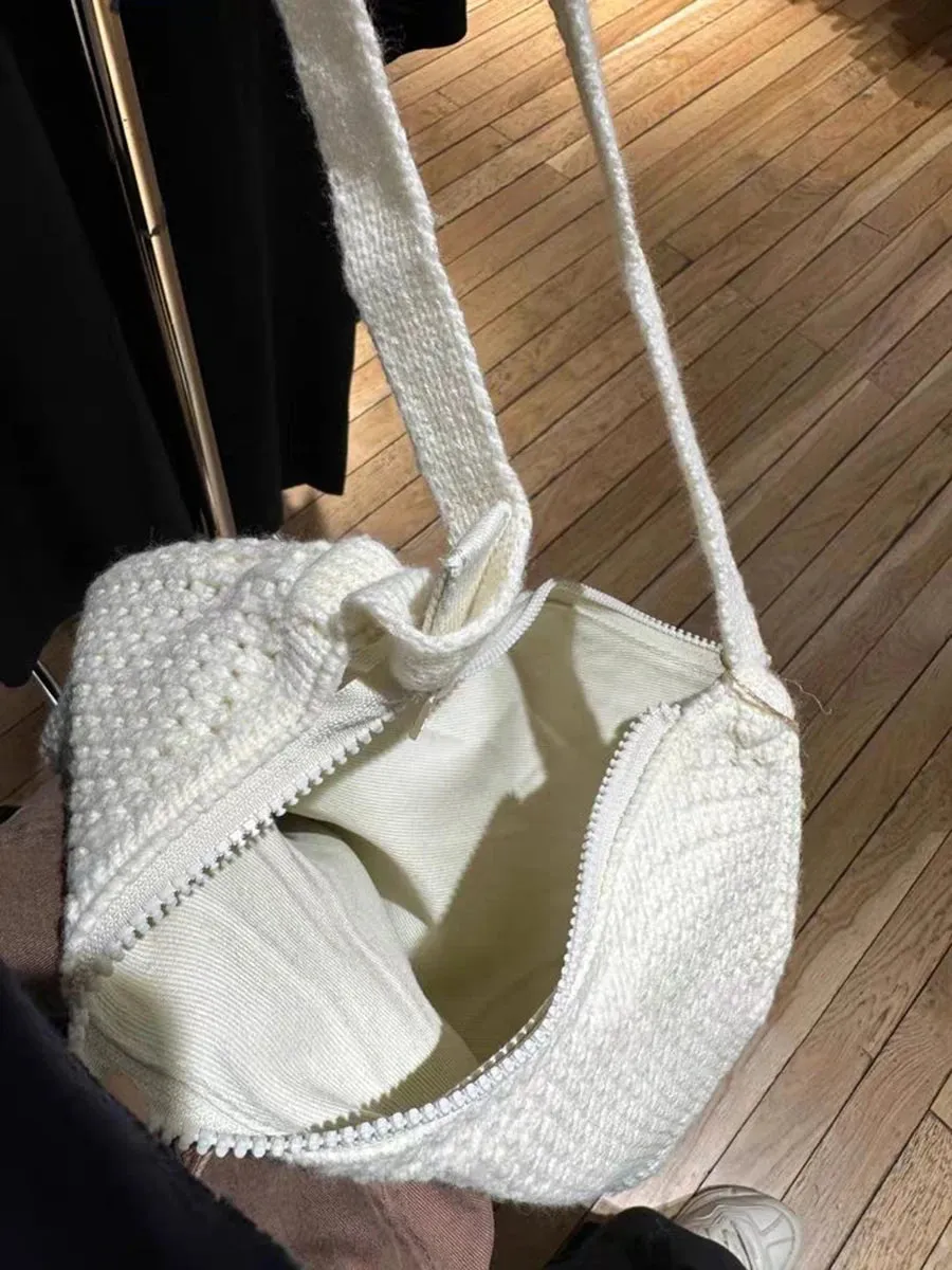 TAVIMART  -  Sweet Cute Beige Knitted Shoulder Bag Spring High Quality Ladies Crossbody Bag Girl School Style Harajuku Fashion Handbags