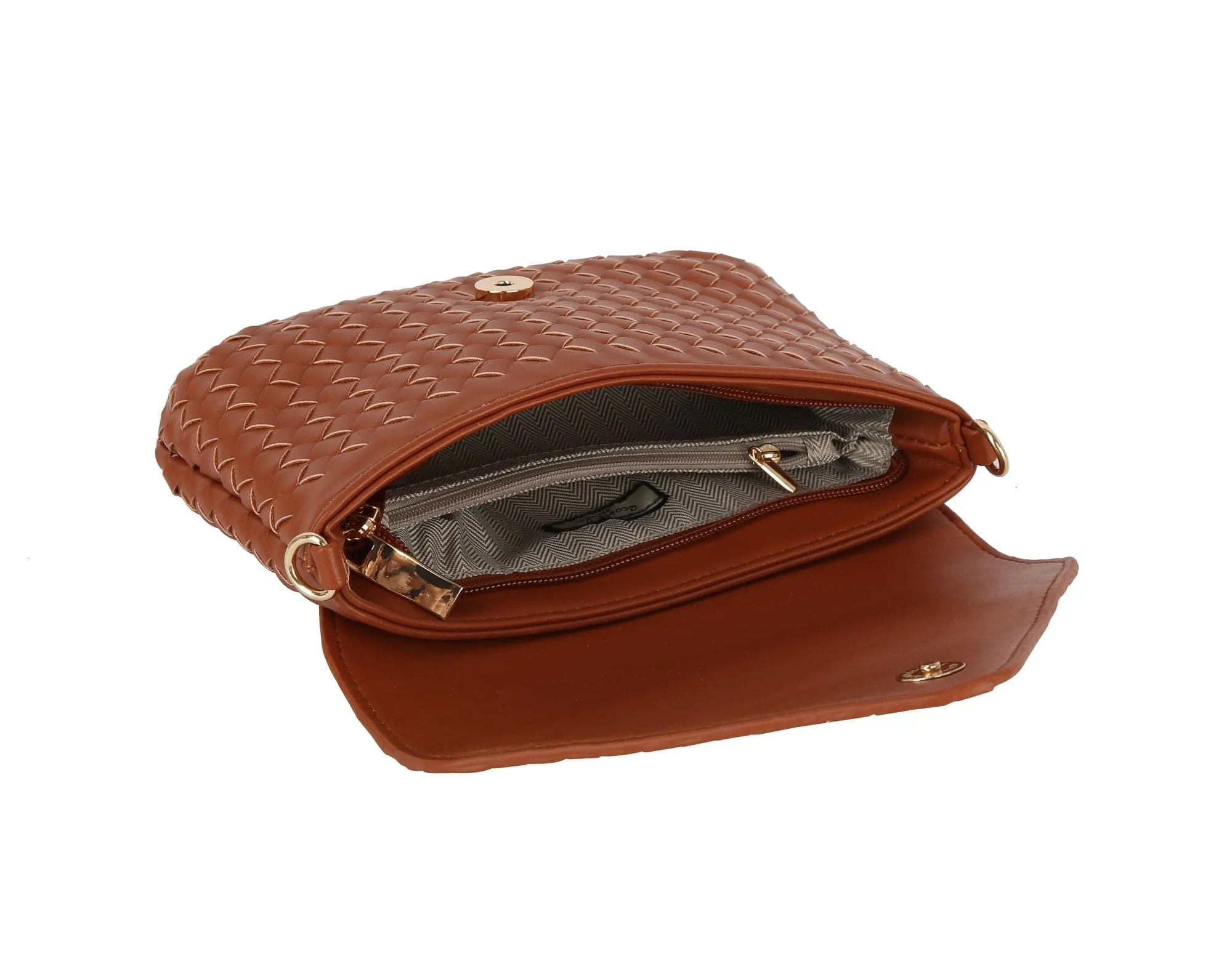 TDE0065 Lynn Three Compartment Woven Clutch/Crossbody