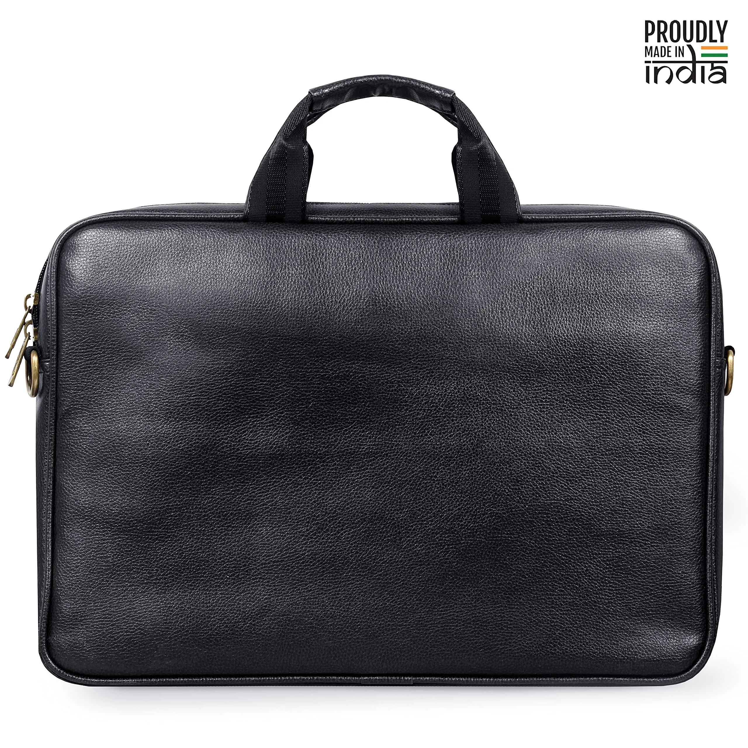 THE CLOWNFISH Biz Faux Leather 14 inch Laptop Messenger Bag Briefcase (Black)