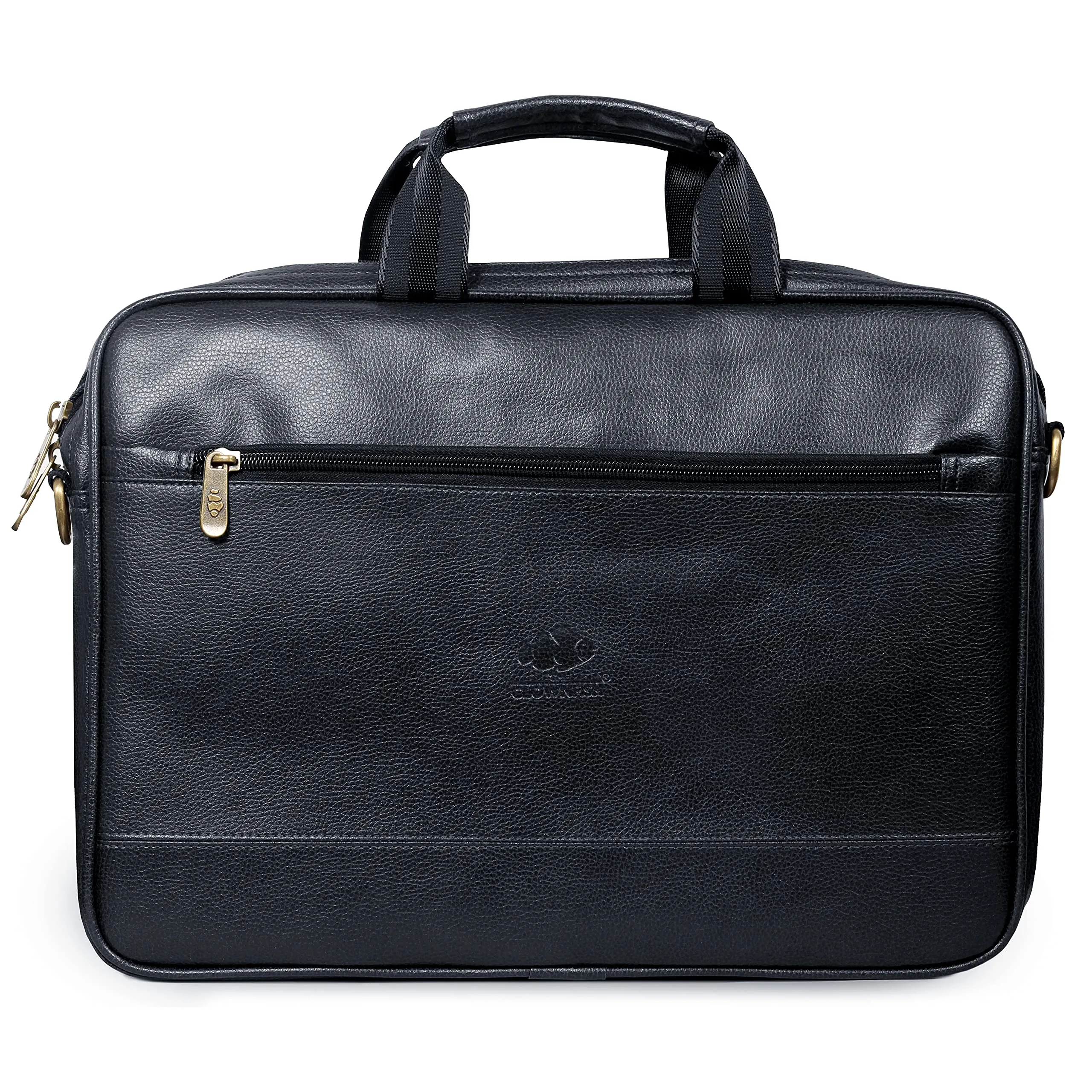 THE CLOWNFISH Biz Faux Leather 14 inch Laptop Messenger Bag Briefcase (Black)