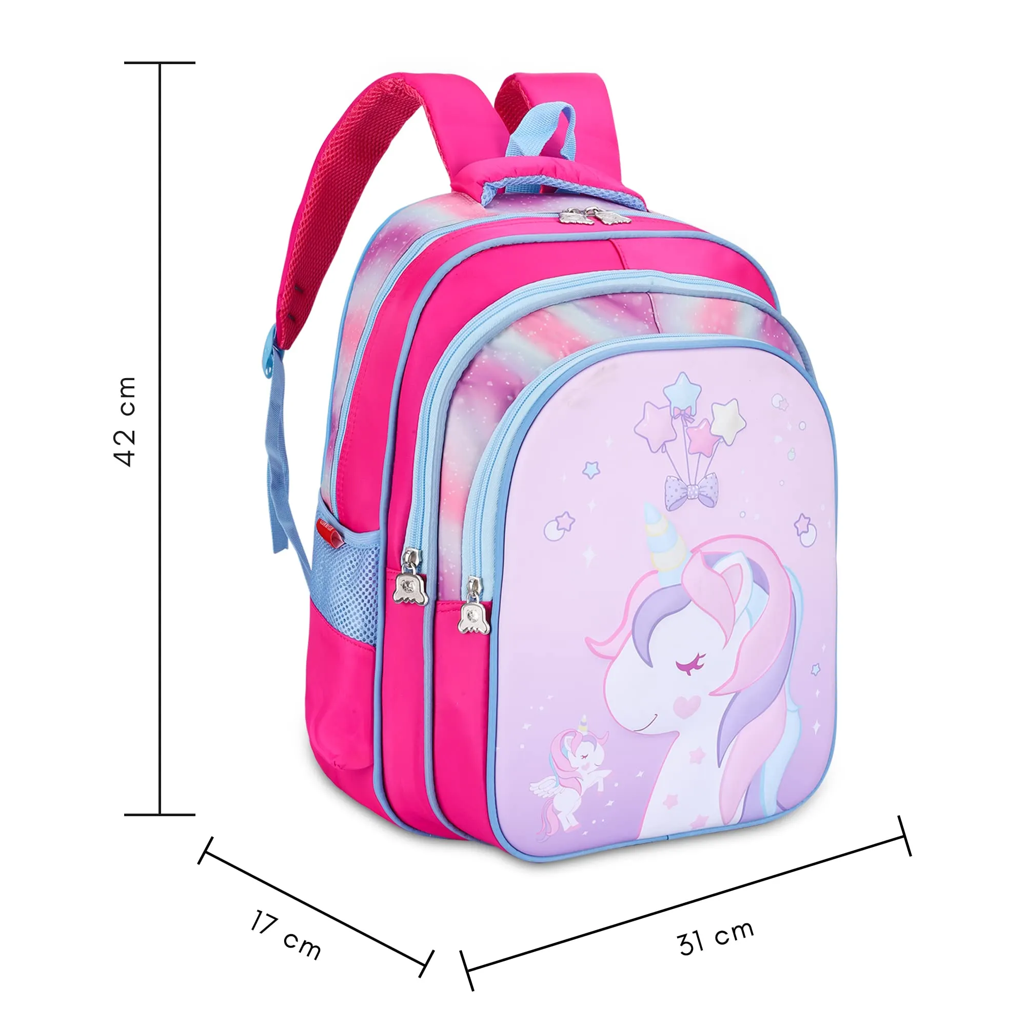 THE CLOWNFISH KidVenture Series Polyester 23 Litres Kids Backpack School Bag Daypack Sack Picnic Bag for Tiny Tots Child Age 5-7 years (Bubblegum Pink)