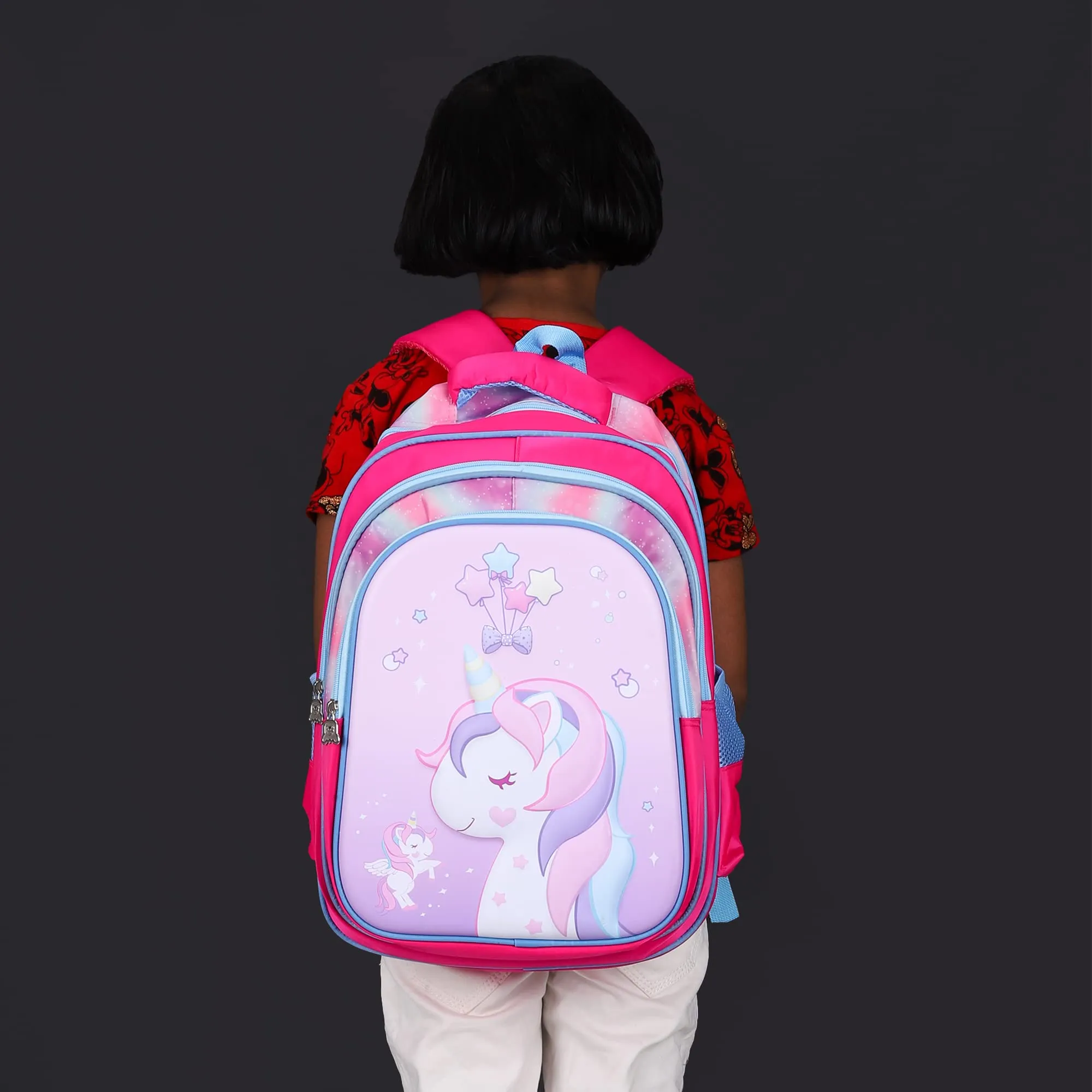 THE CLOWNFISH KidVenture Series Polyester 23 Litres Kids Backpack School Bag Daypack Sack Picnic Bag for Tiny Tots Child Age 5-7 years (Bubblegum Pink)