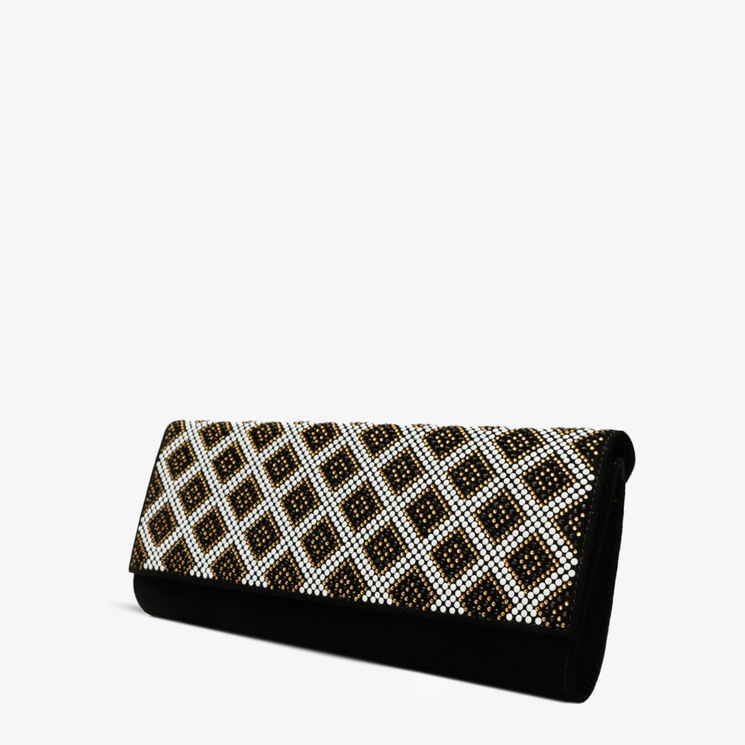 The Nampula Black Glitter Suede Leather Clutch