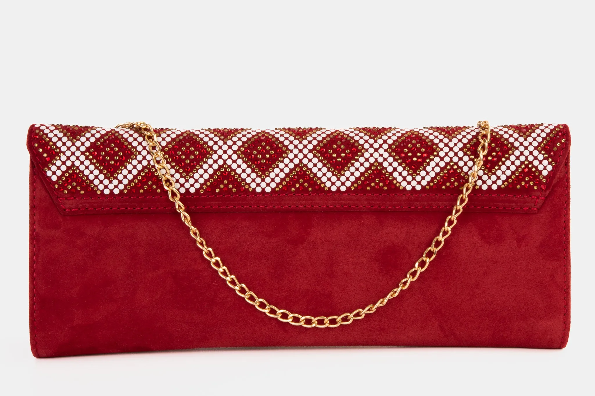 The Nampula Red Glitter Suede Leather Clutch