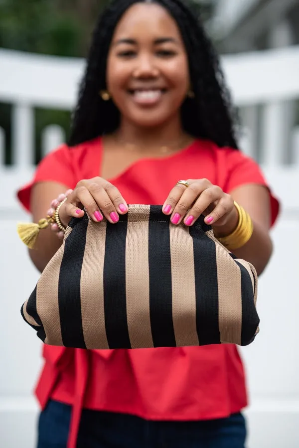 The Seabrook Clutch in Black and Tan