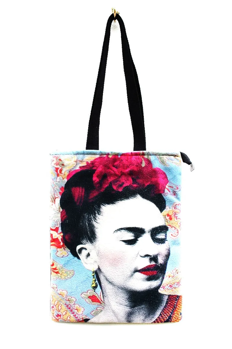 Tote Bag - Freda Kahlo Inspired - Blue Portrait