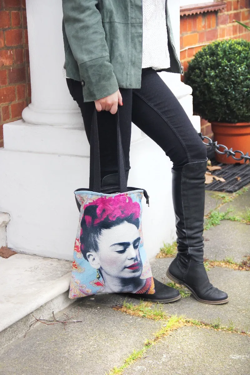 Tote Bag - Freda Kahlo Inspired - Blue Portrait