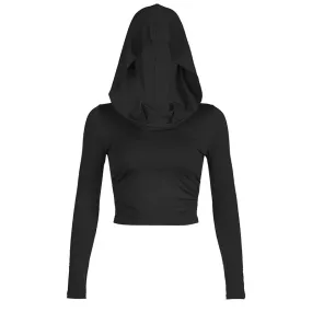 Trashy Y2k 2000s Tops Hooded Long Sleeve Tees Streetwear Slim Fitted T Shirt for Women Fall Clothing 2023 P77-BZ18